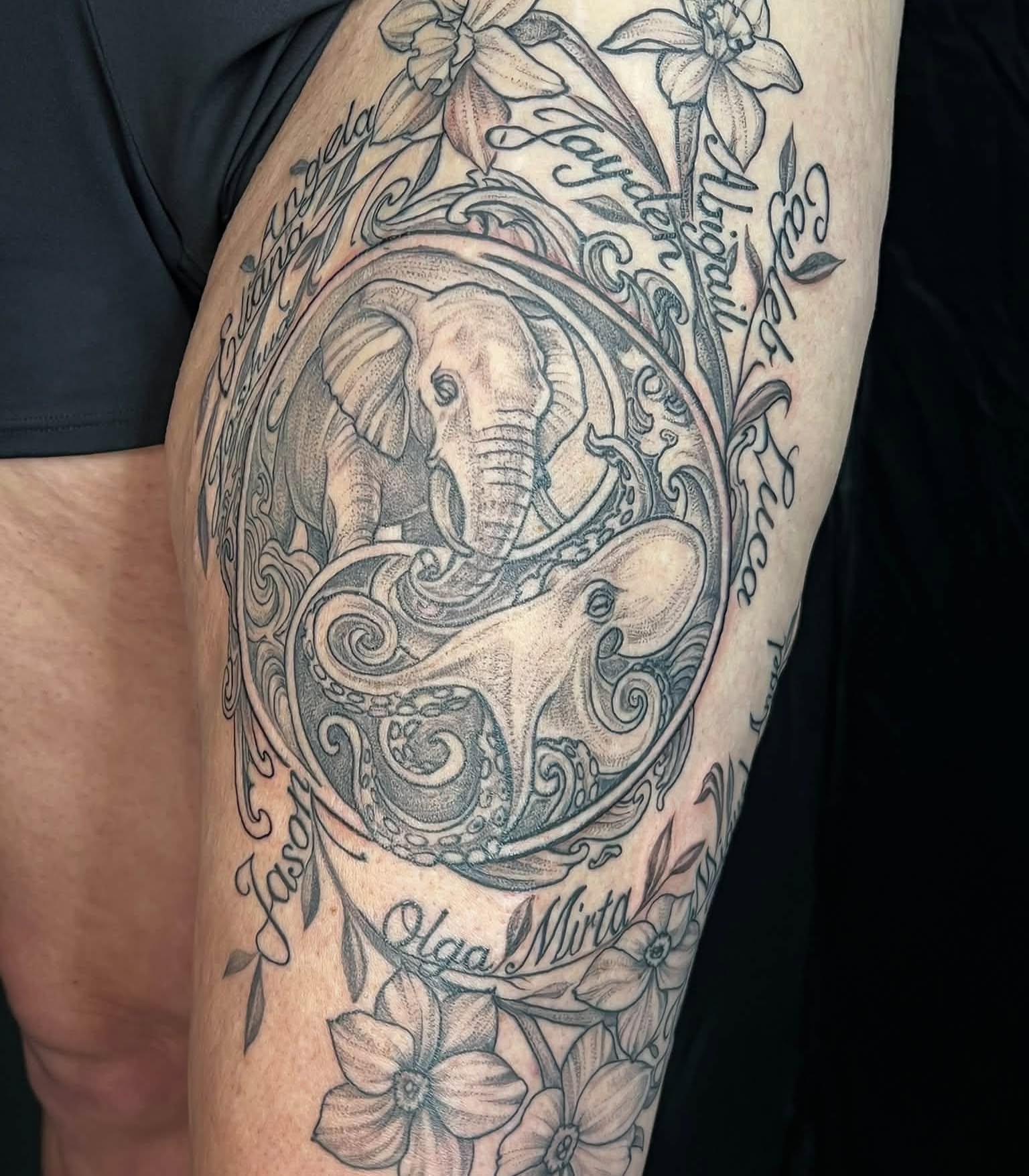 Tattoo by @mrsimontattoo — dotwork, realism