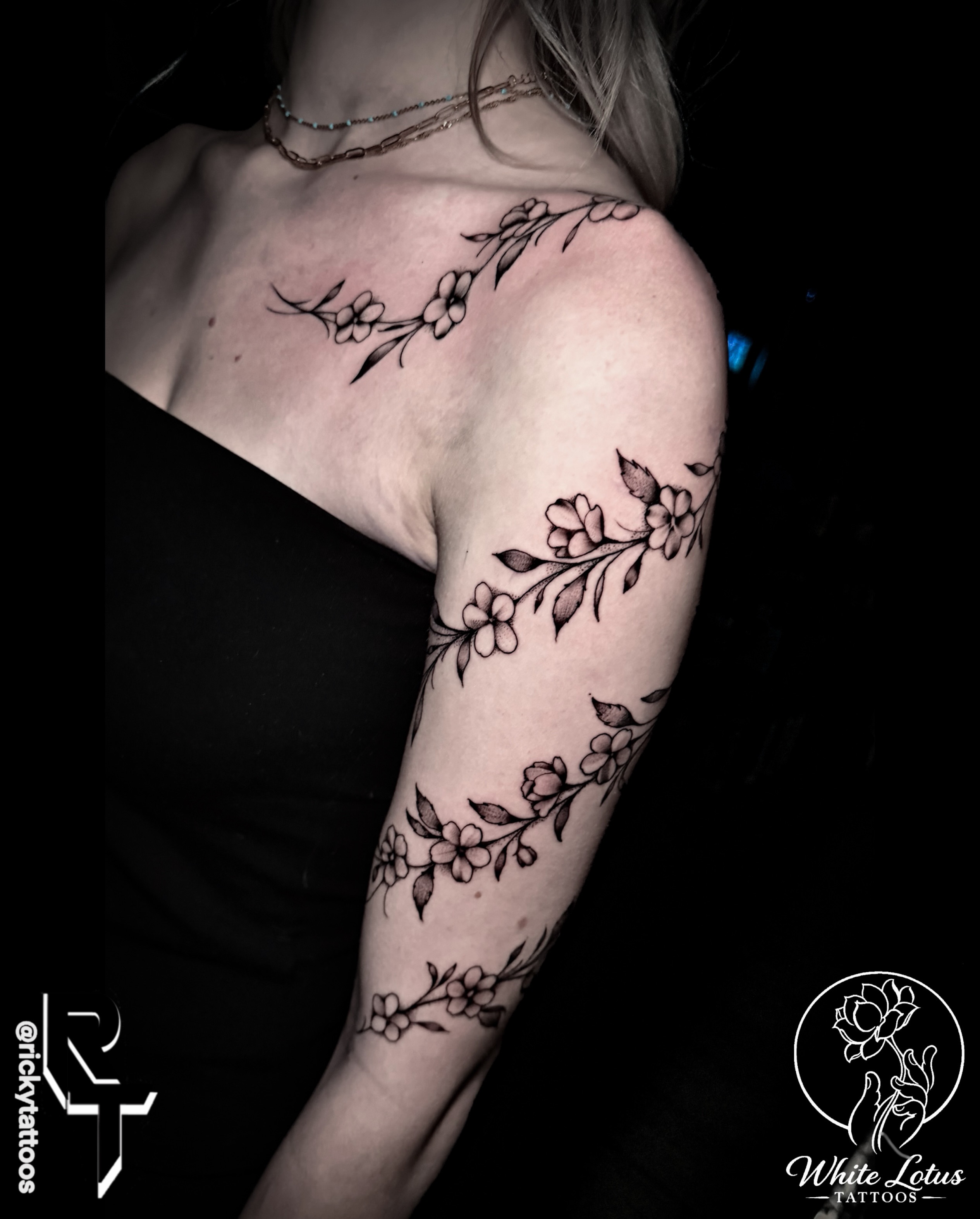 Tattoo by @rickytattoos — fine_line, black_and_grey