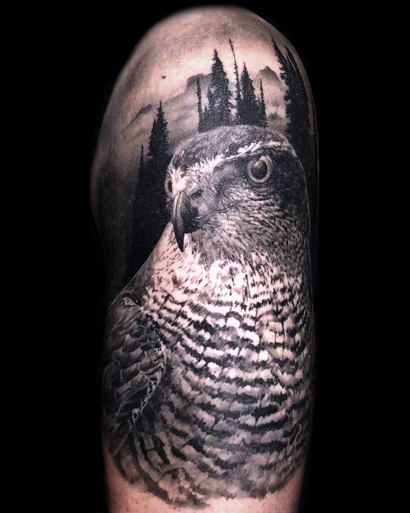 Tattoo by @dustinburtart — realism, black_and_grey