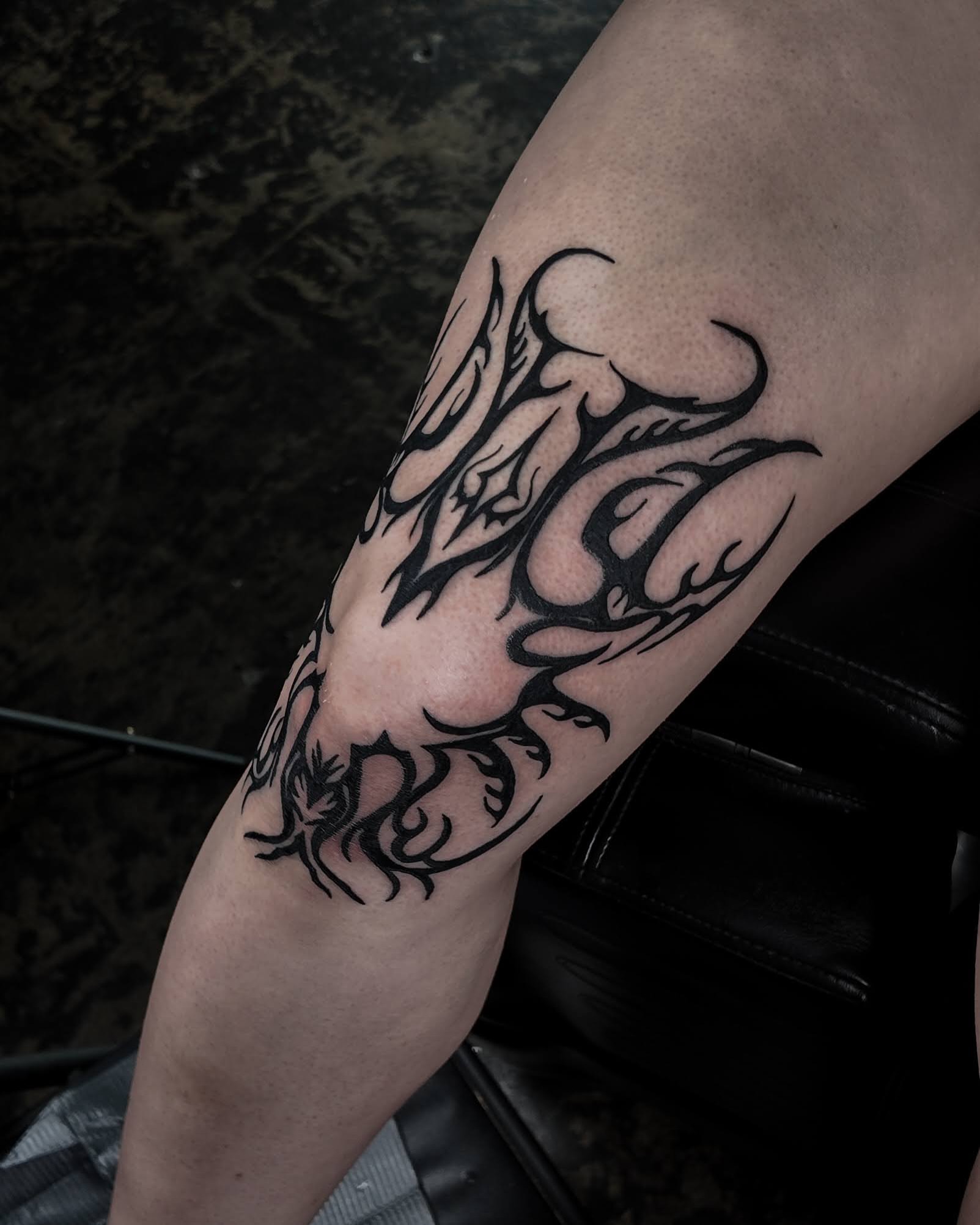 Tribal design tribal tattoo on the forearm by Morgan Diann