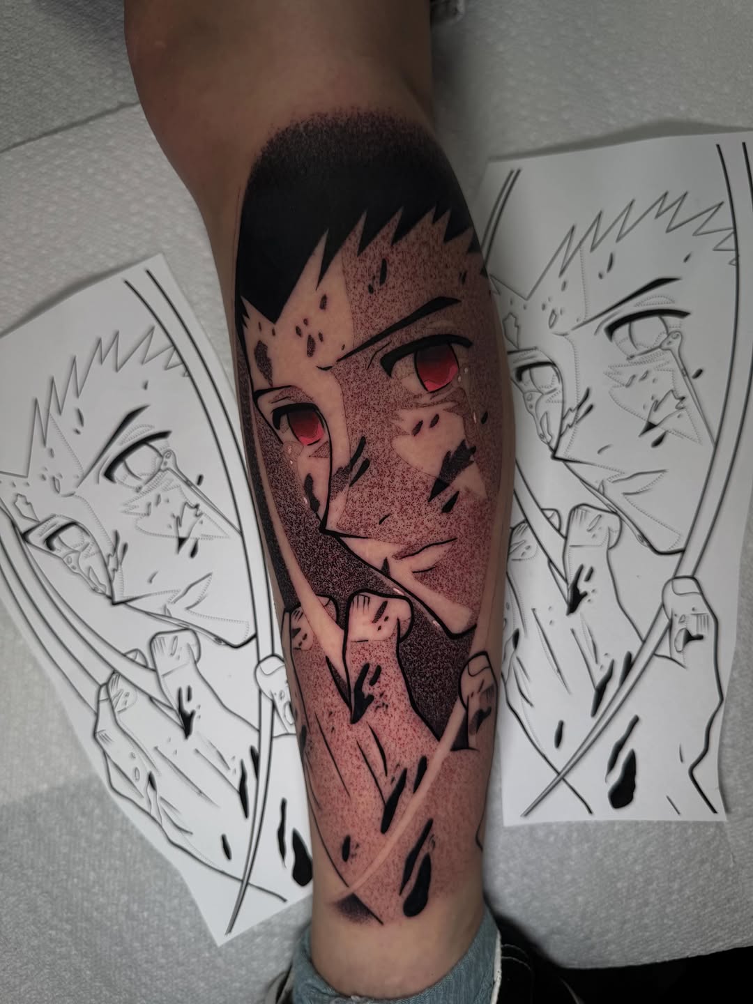 Tattoo by @rustik_uno — anime, dotwork
