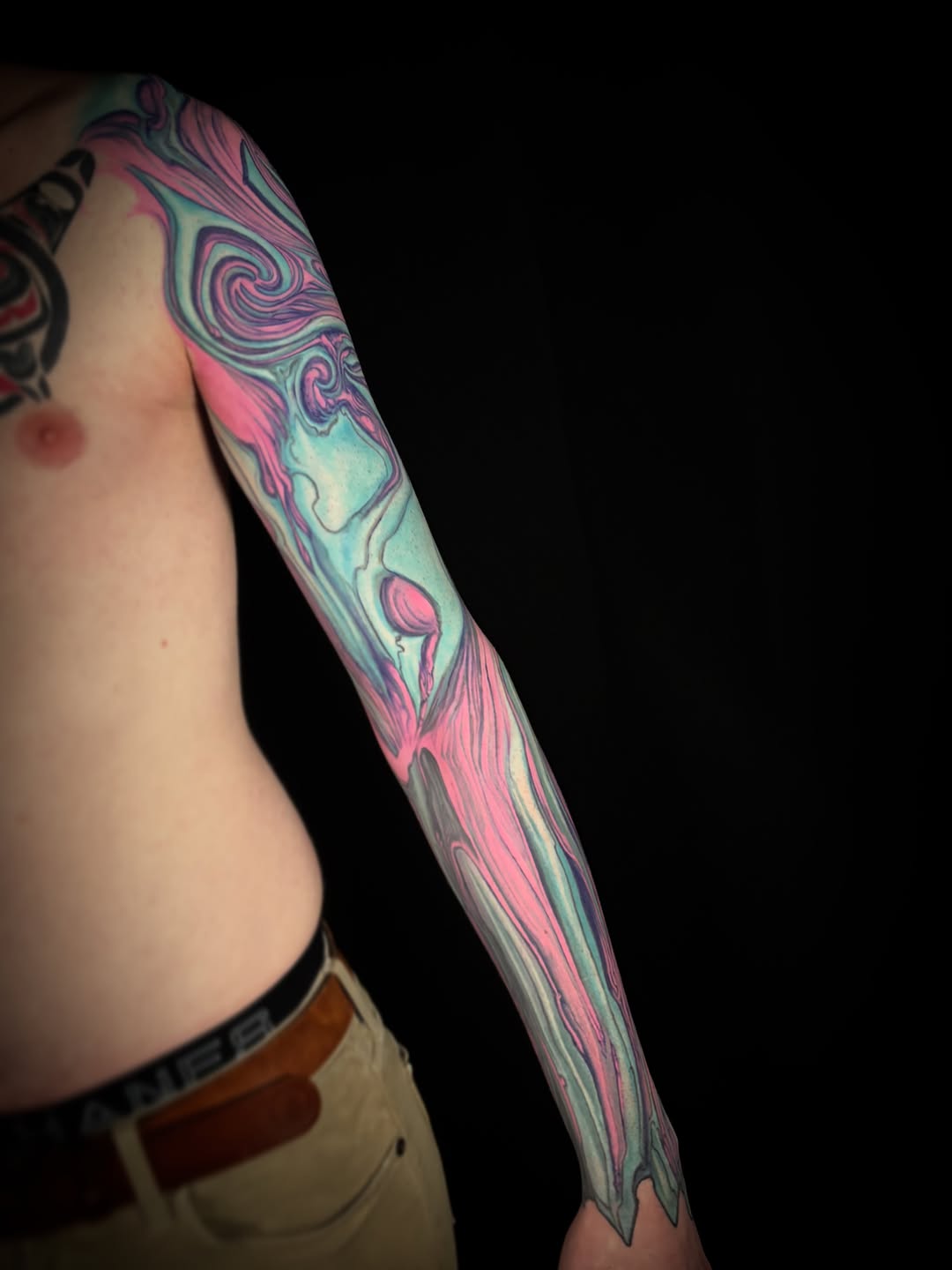 Tattoo by @adammillertattoos — watercolor, abstract