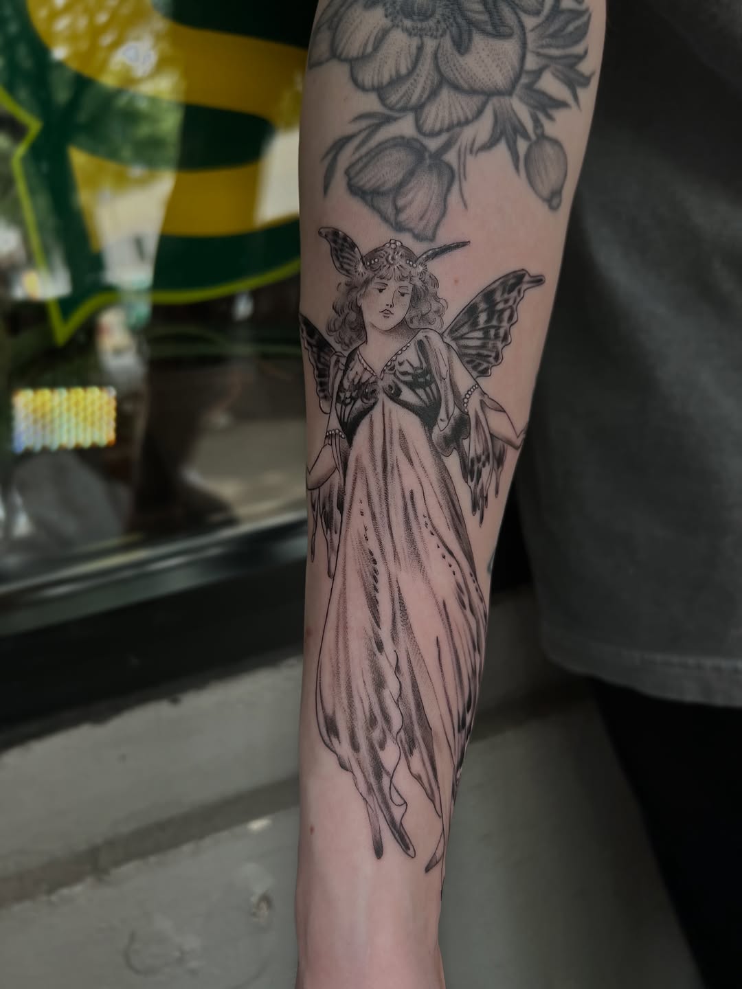 Tattoo by @southpaw.stipple — black_and_grey, realism