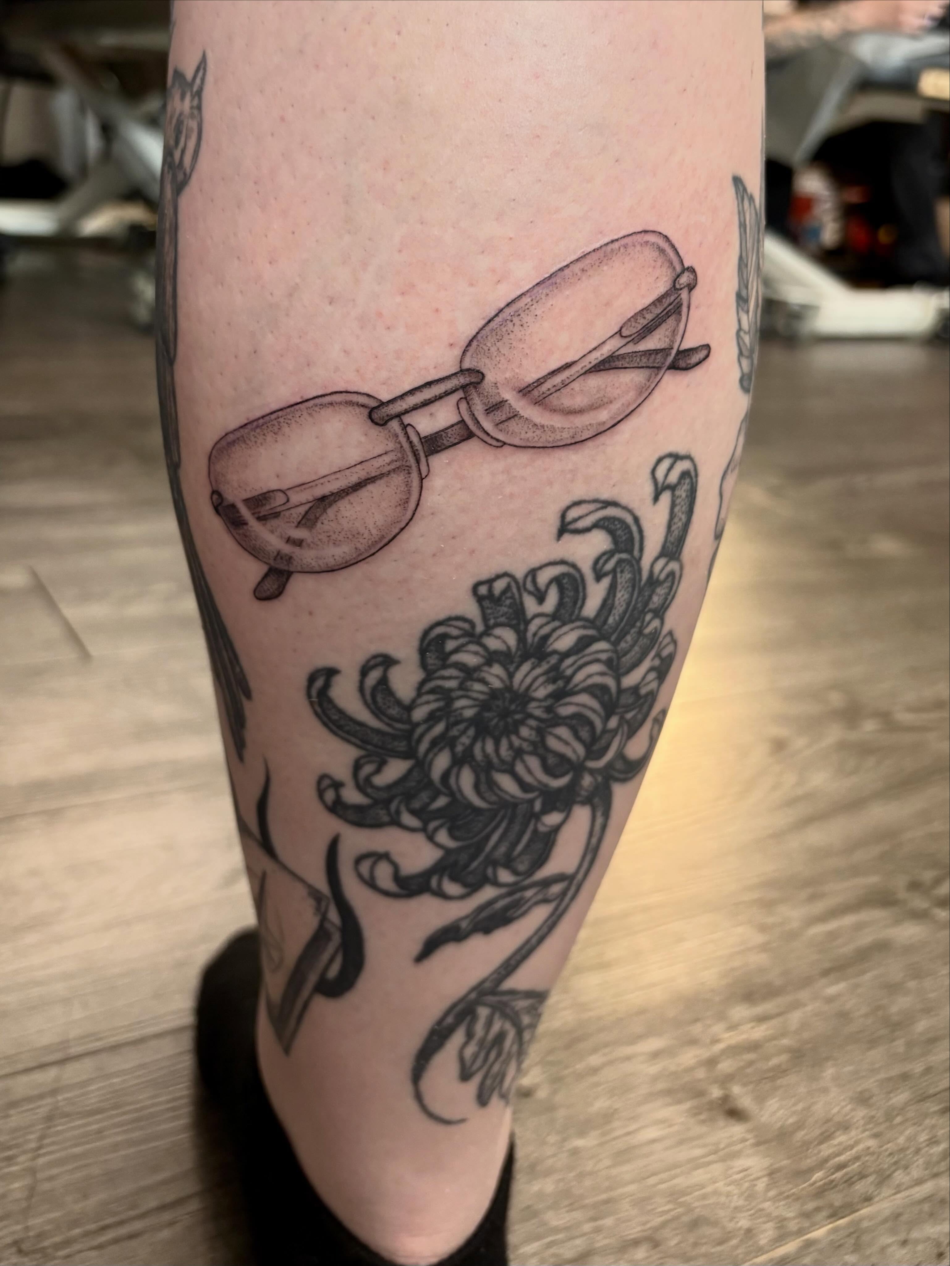 Tattoo by @softcorehorror — dotwork, black_and_grey
