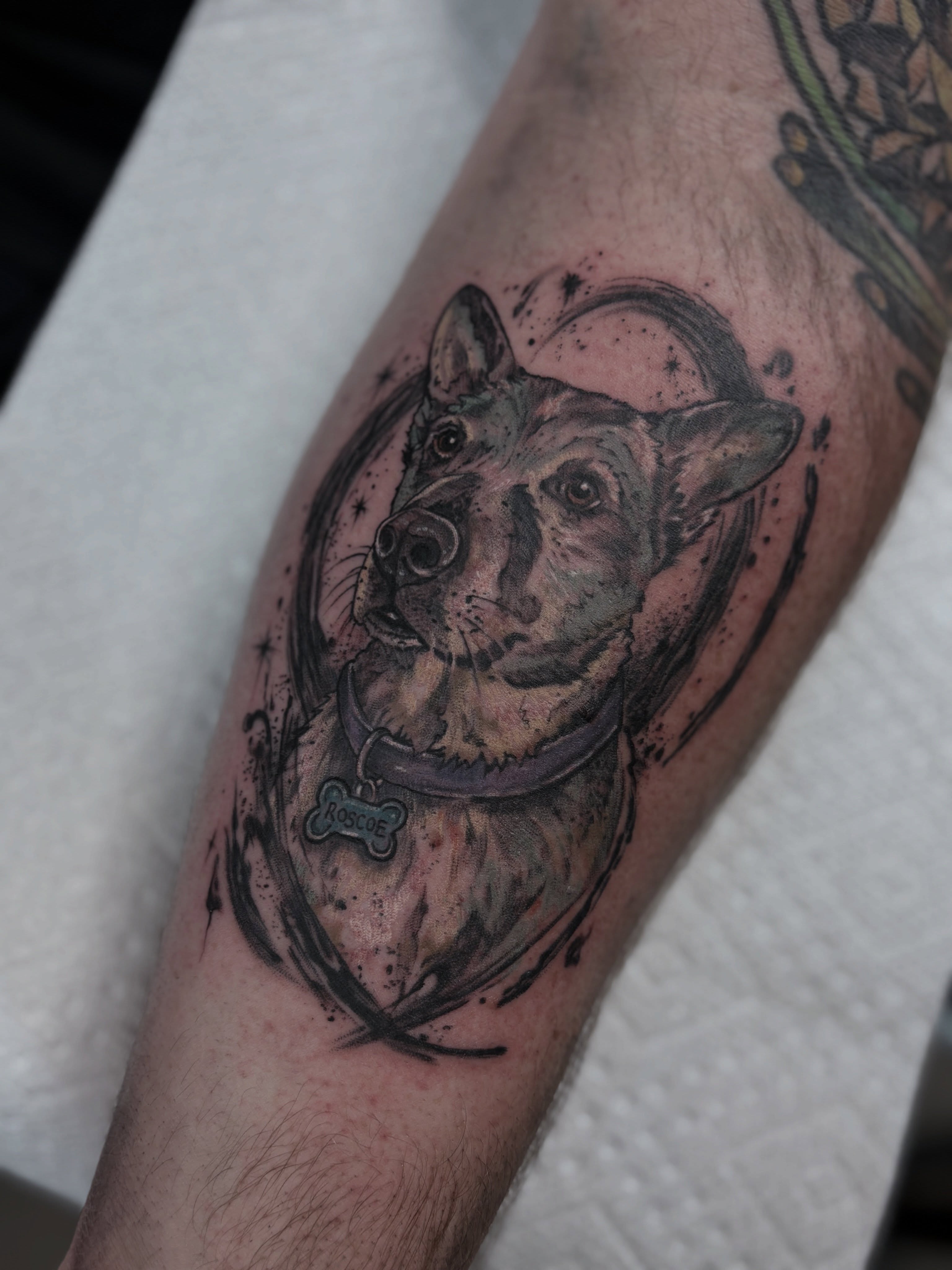 Tattoo by @genevieveink — realism, dotwork