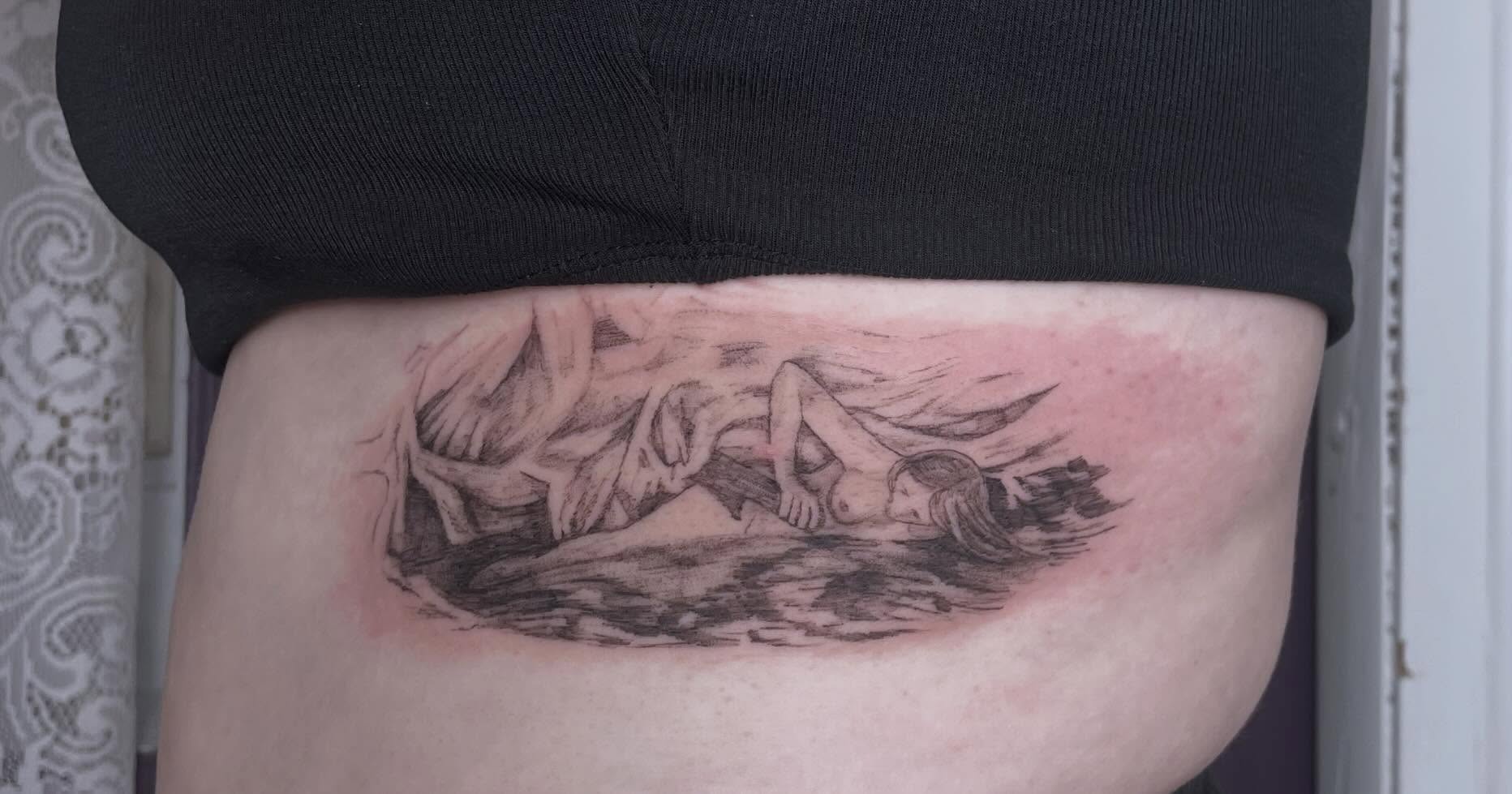 Tattoo by @sage.aries.ink — black_and_grey
