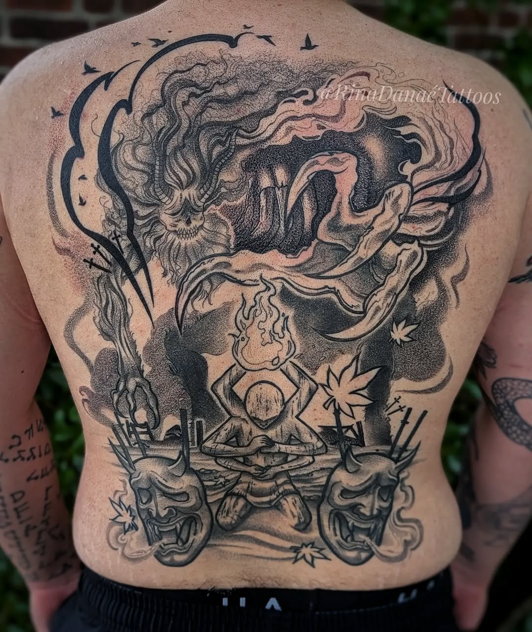 Tattoo by @rinadanae_tattoos — black_and_grey, dark_realism