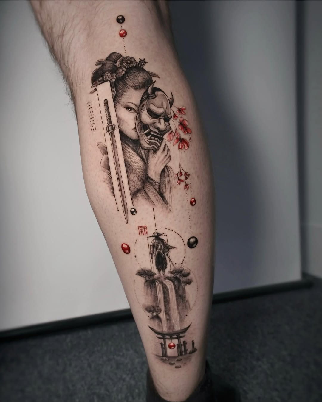 Tattoo by @lilithink — black_and_grey, japanese_irezumi