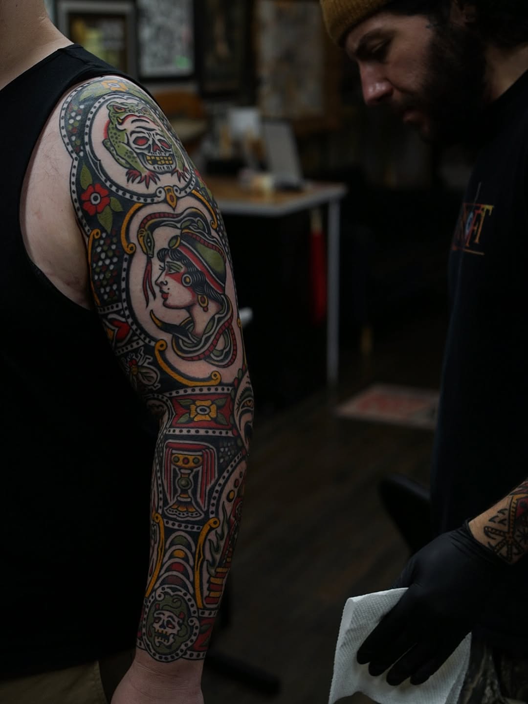 Tattoo by @jonnybearhands — american_traditional, neo_traditional