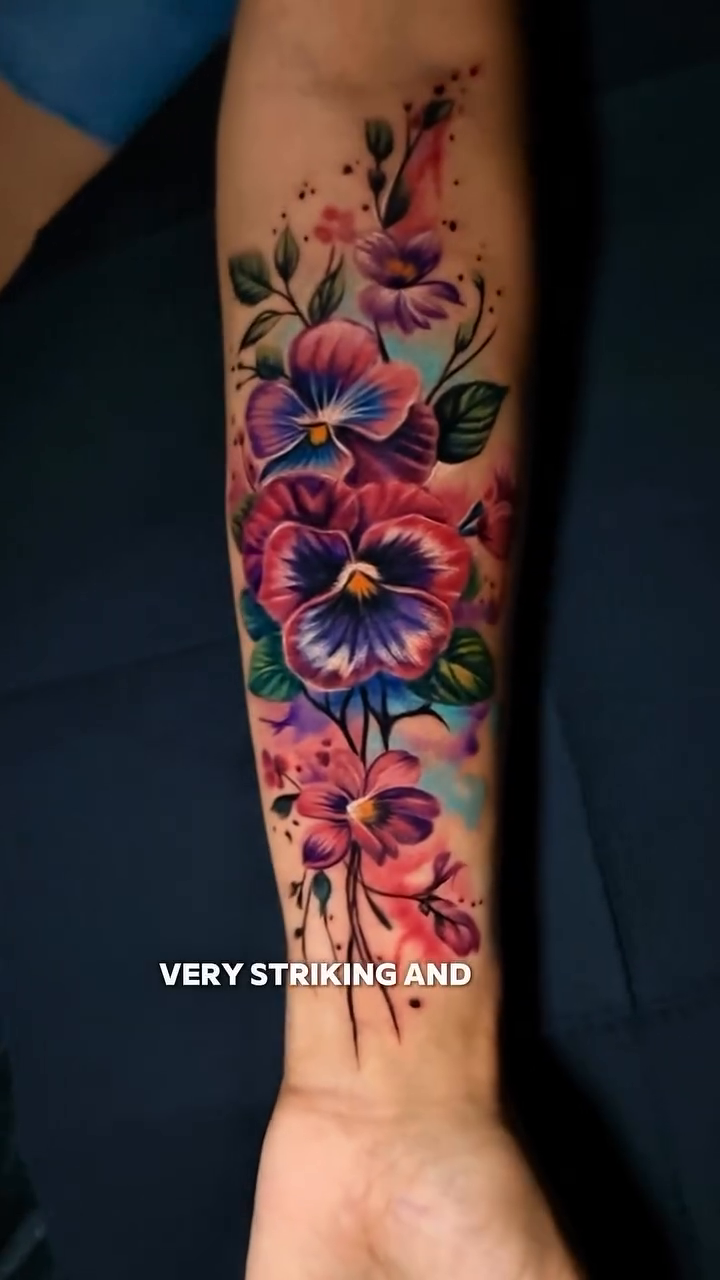 Floral tattoo on forearm watercolor tattoo on the leg by Omar Sheriff Herrera