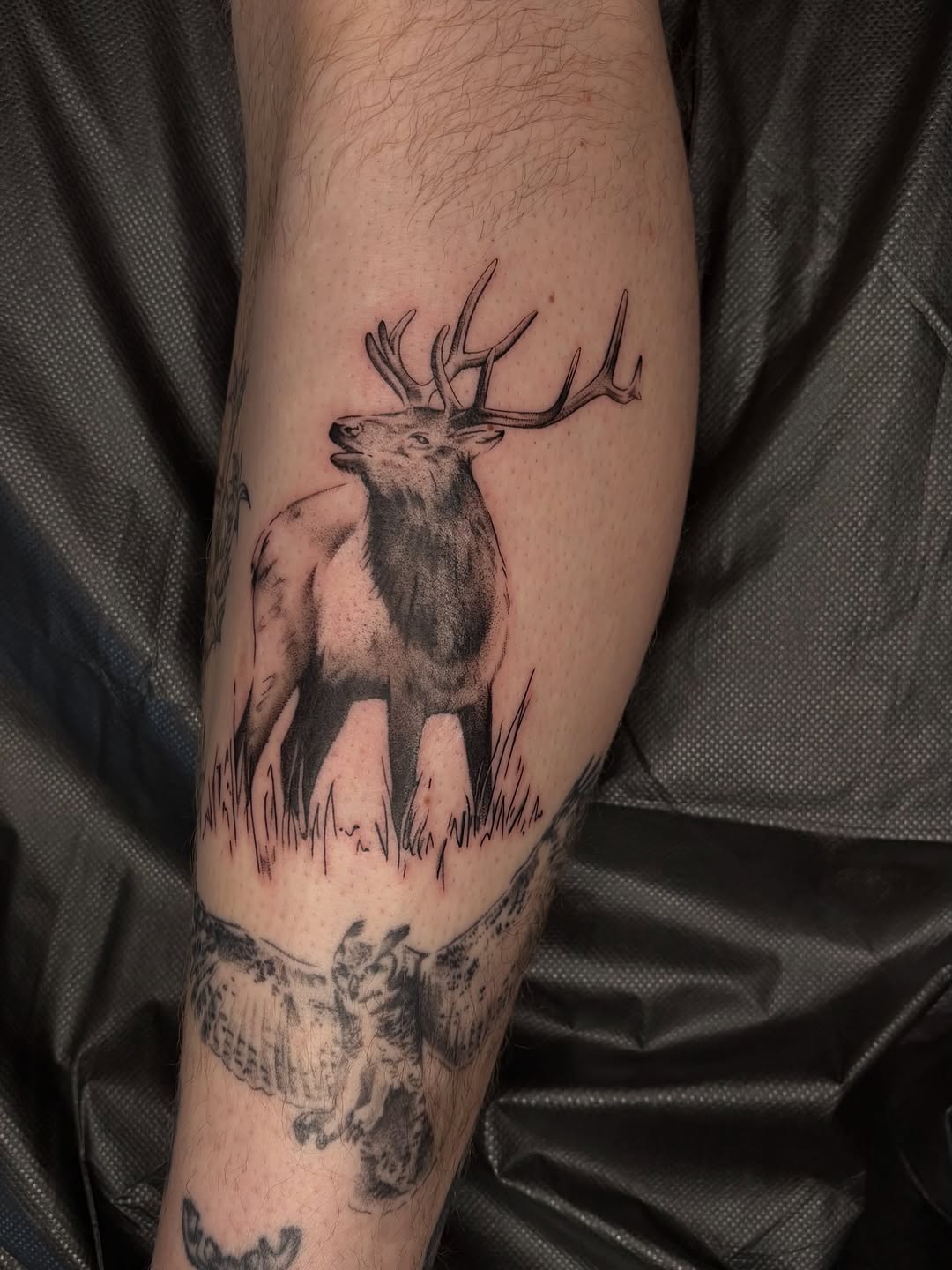 Tattoo by @emeraldbeetattoo โ realism, black_and_grey