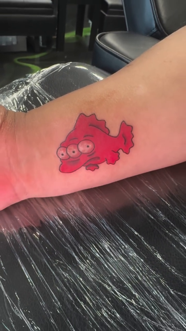 New school tattoo on the forearm by Erik Pagtakhan