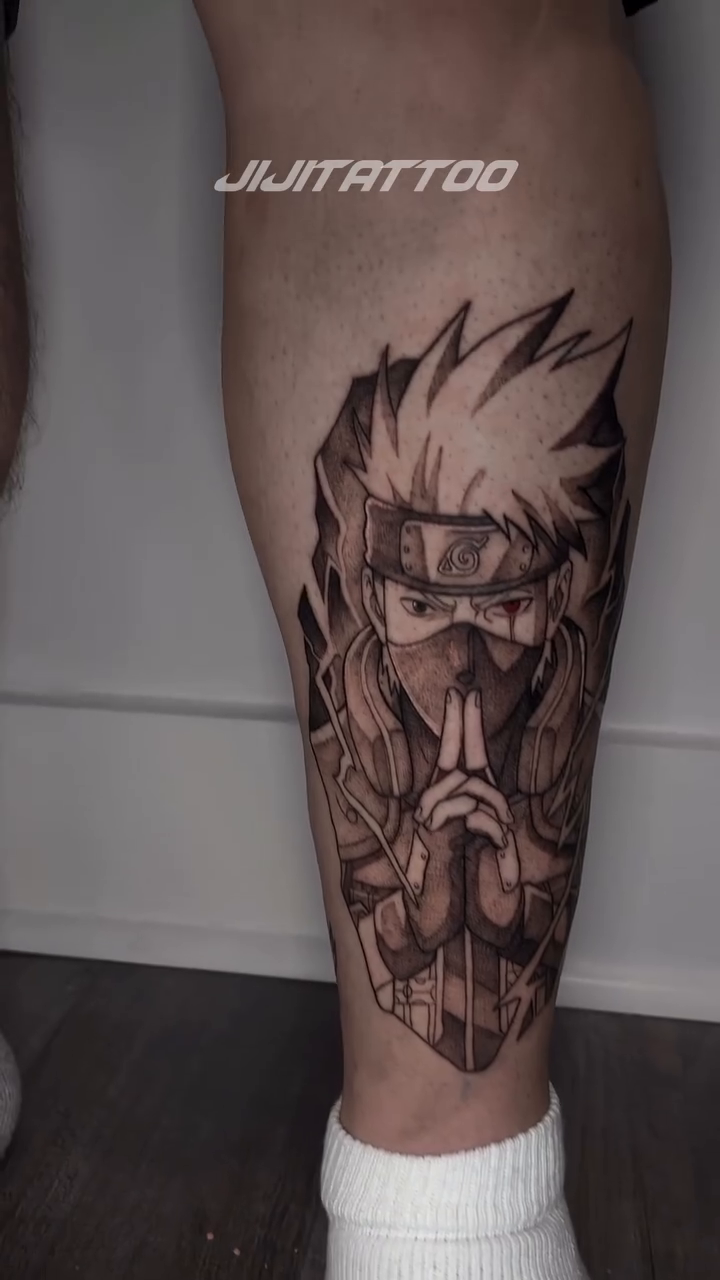 Tattoo by @jijitattoo — anime, black_and_grey