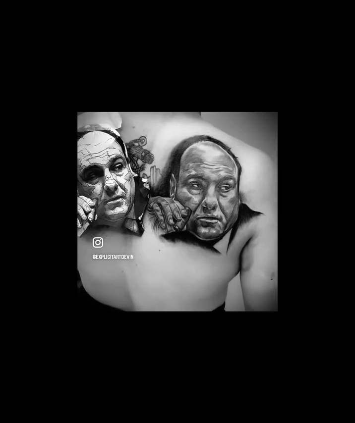 Portraits of two men realism tattoo by Devin Johnson, Forest Park, Georgia