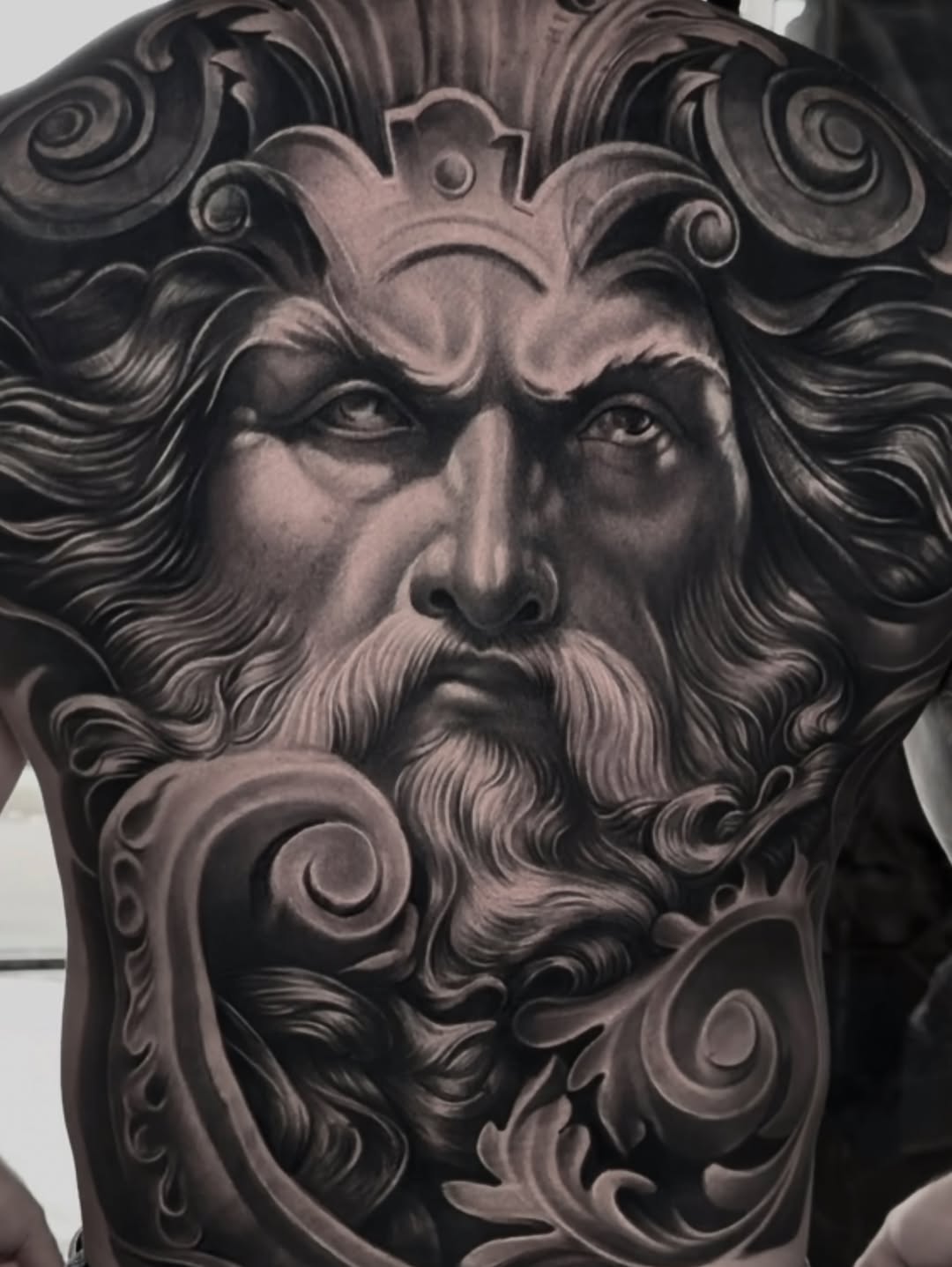 Bearded man's face with ornate details surrealism tattoo on the chest by π¨π»βπ¨Ever luis Rivero π¨π»βπ¨