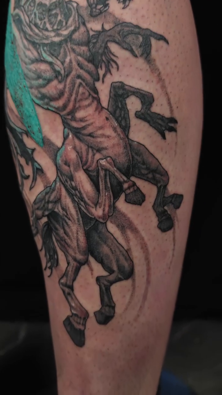 Tattoo by @eyeseedraws — dark_realism, black_and_grey