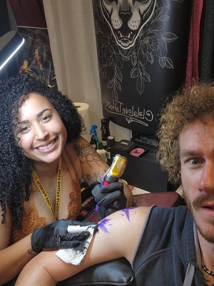 Feather dotwork tattoo on the forearm by Marlyn “Lala”