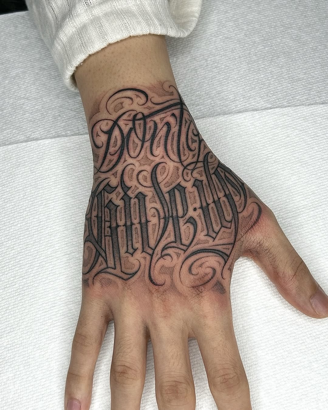 Tattoo by @joon_letters — lettering_script, chicano