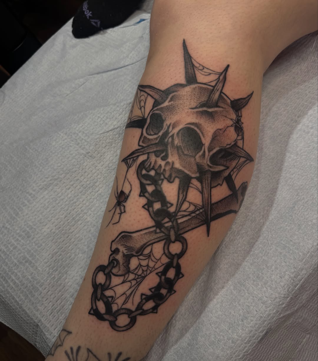 Tattoo by @tattoosbykatstout — black_and_grey, dark_realism