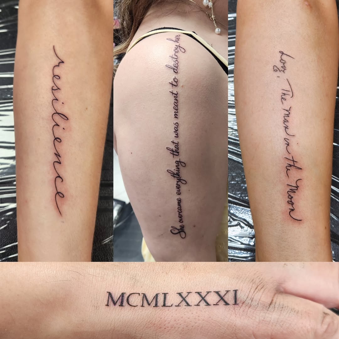 Tattoo by @jaugust.tattoos — lettering_script, fine_line