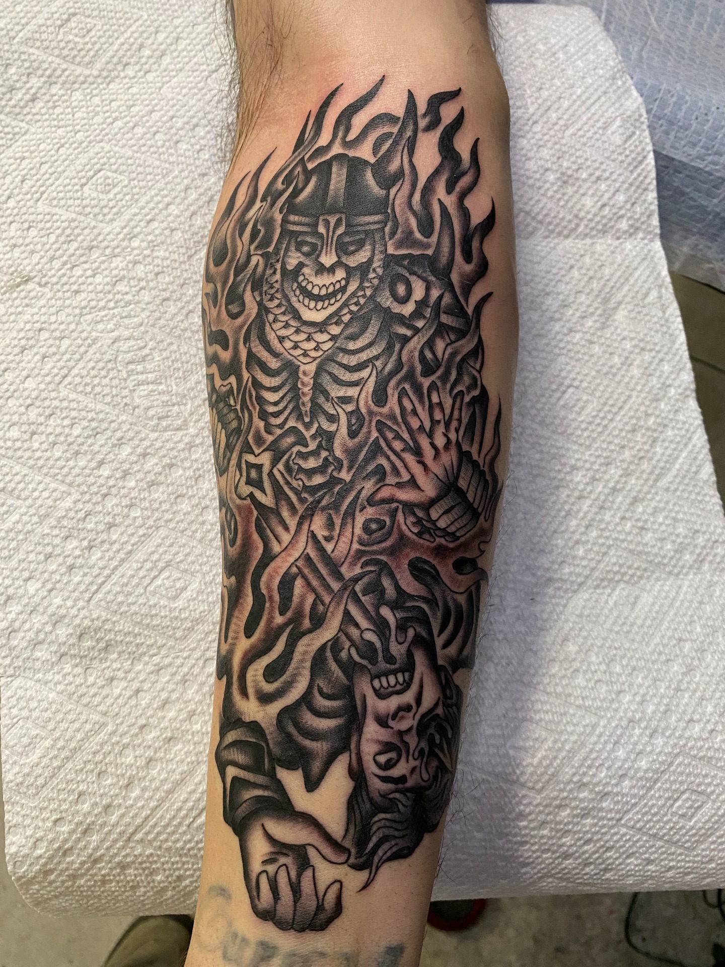 Tattoo by @sean_drennen — black_and_grey, dark_realism