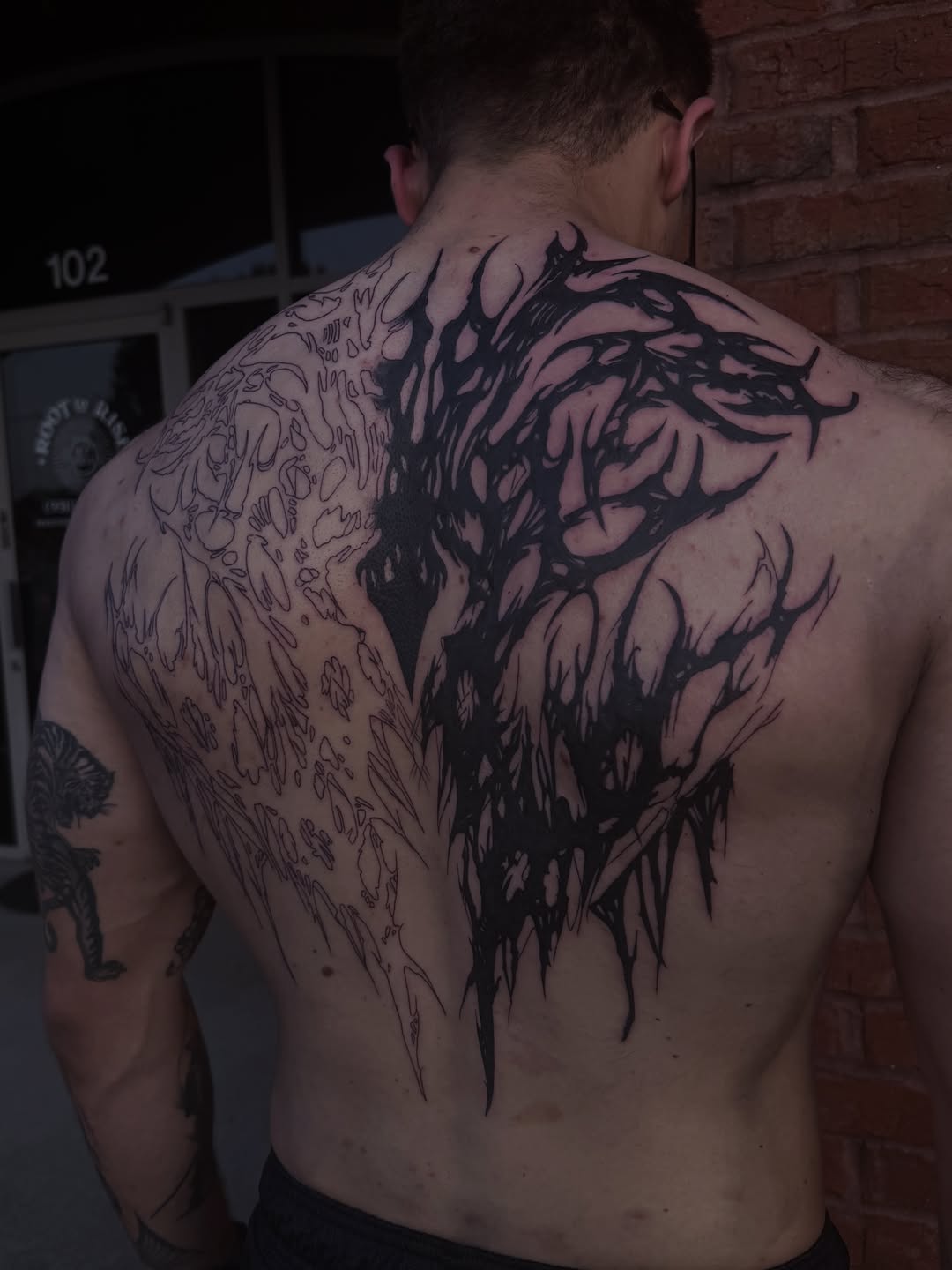 Tattoo by @mitch_soup — blackwork, geometric