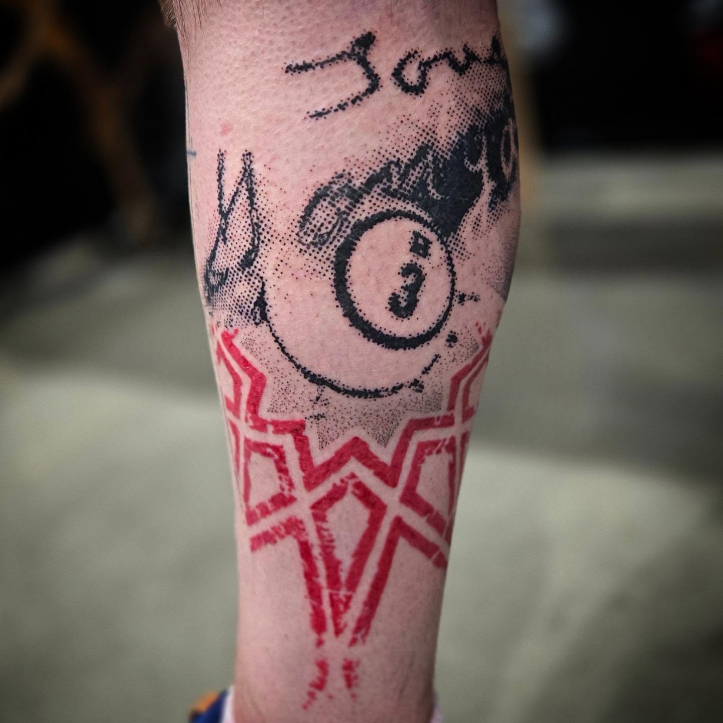 Tattoo by @aaronistattoo — dotwork, geometric