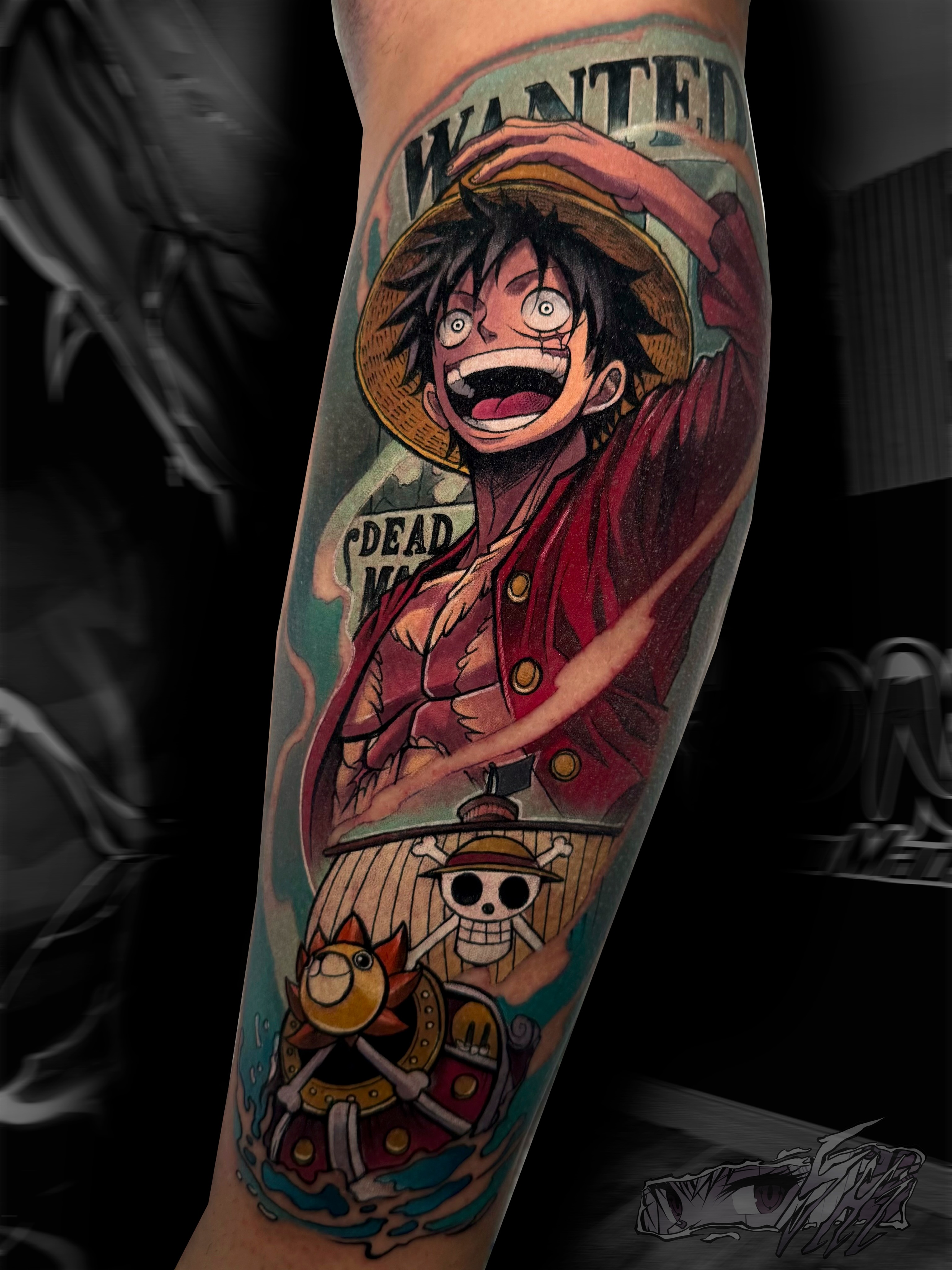 Monkey D. Luffy anime tattoo on the forearm by Iván Pelegrín Medina
