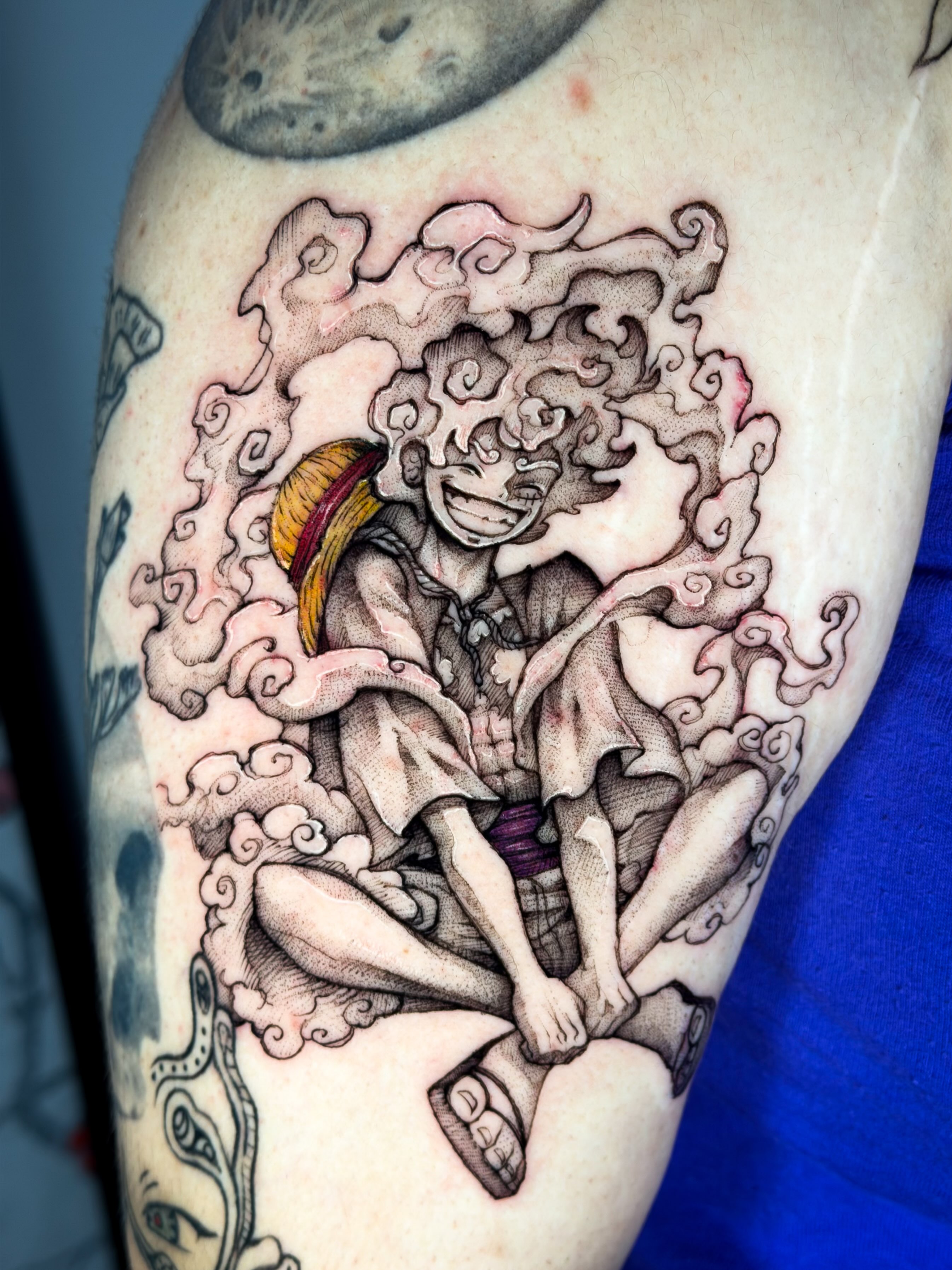 Anime character anime tattoo on the forearm by Chris Jang