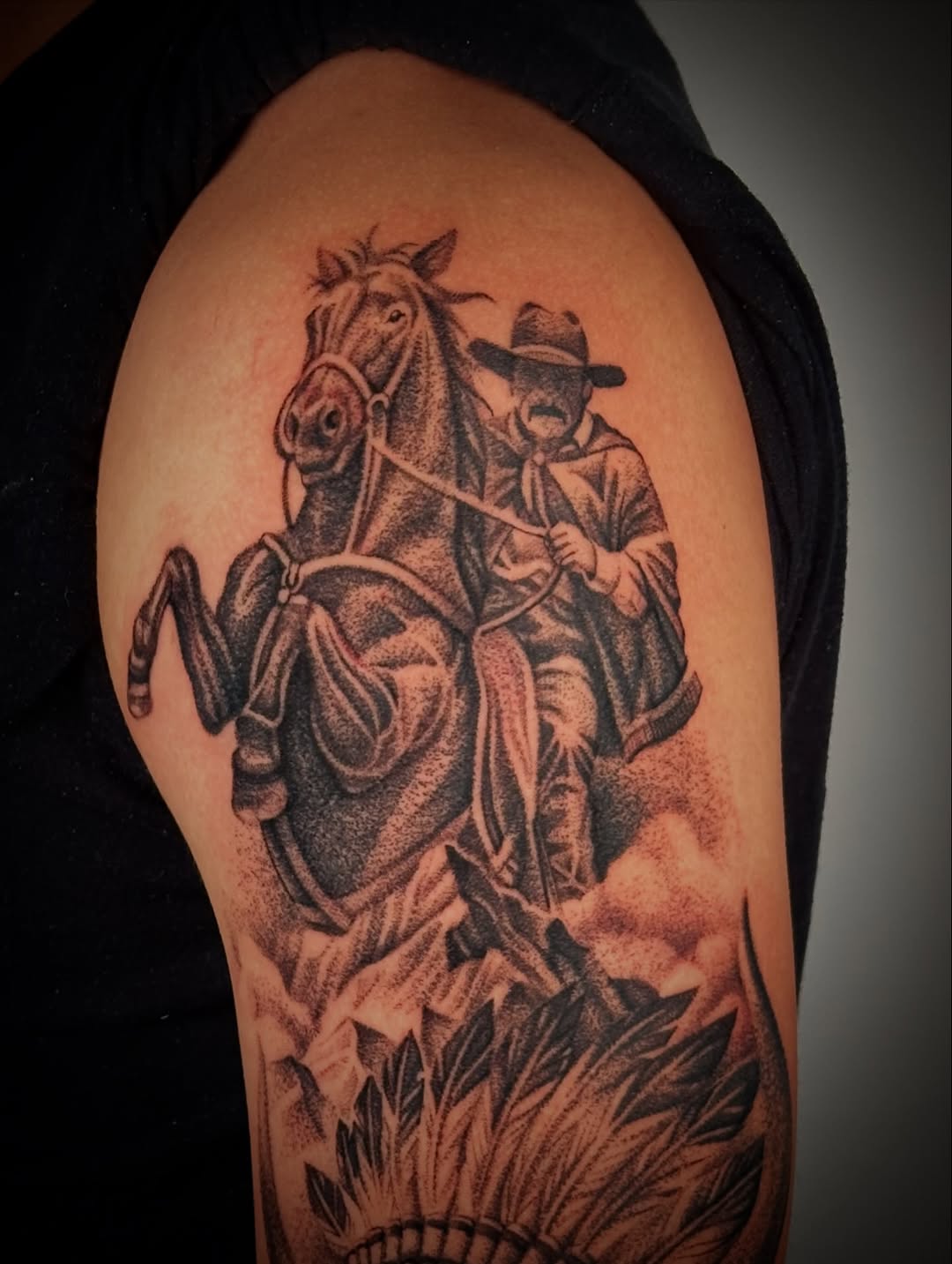 Tattoo by @mriverotattoos — dotwork, realism