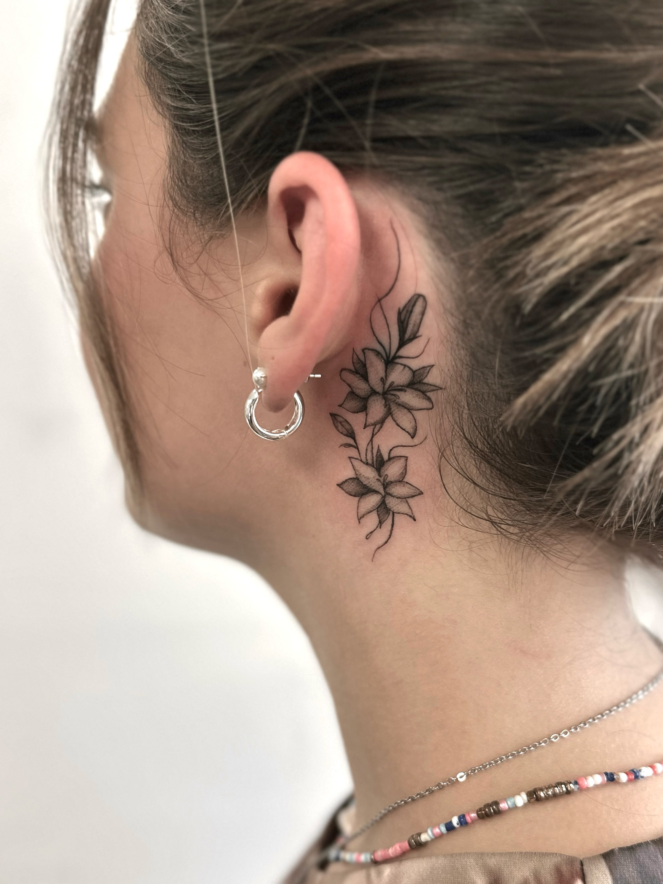 Tattoo by @shroomgrrrl — black_and_grey
