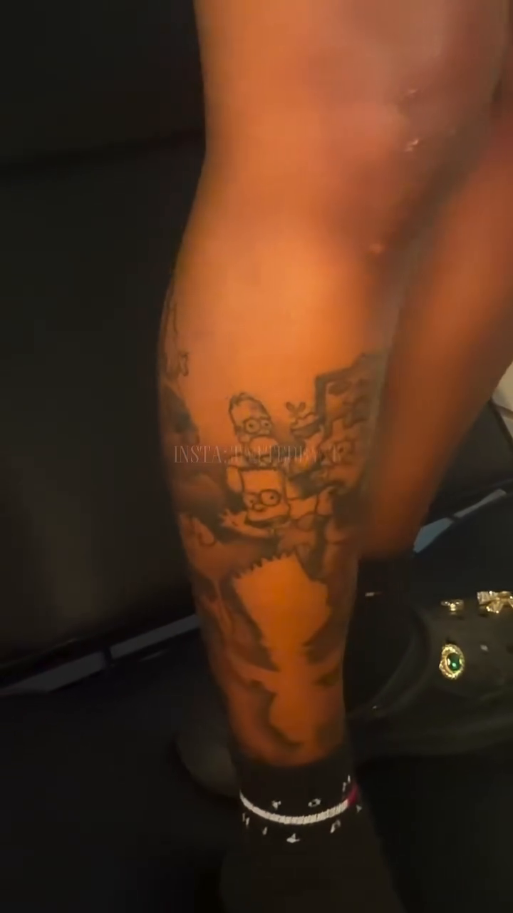 Cartoon characters on a leg realism tattoo on the leg by Female Cleveland Tat Artist ๐