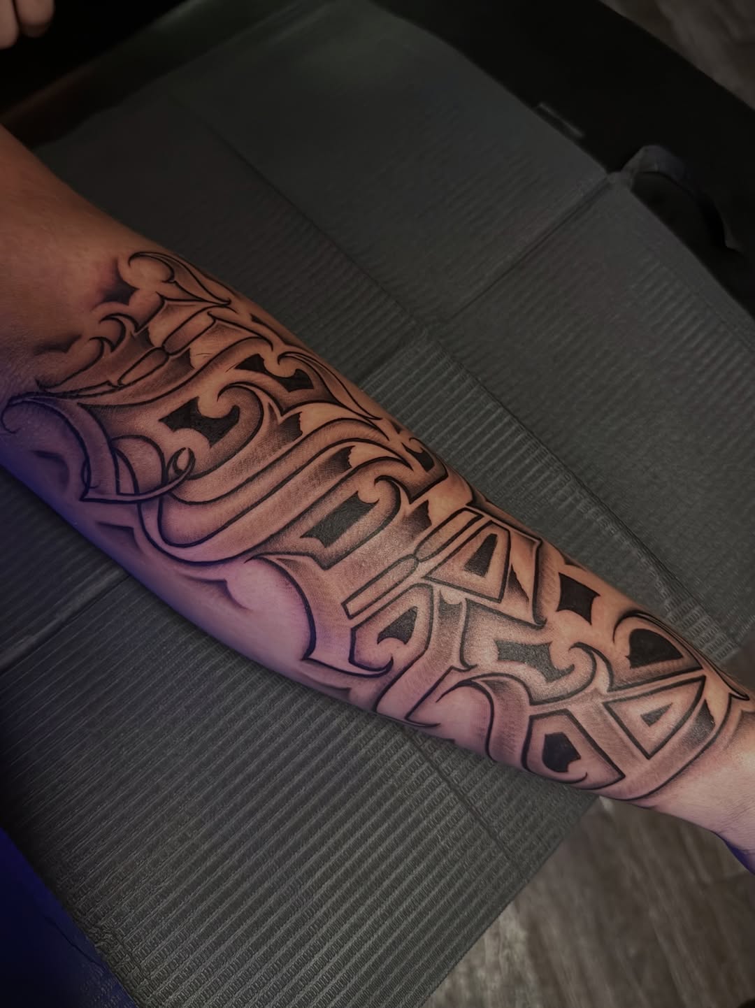 Tattoo by @tatsxval — lettering_script, black_and_grey