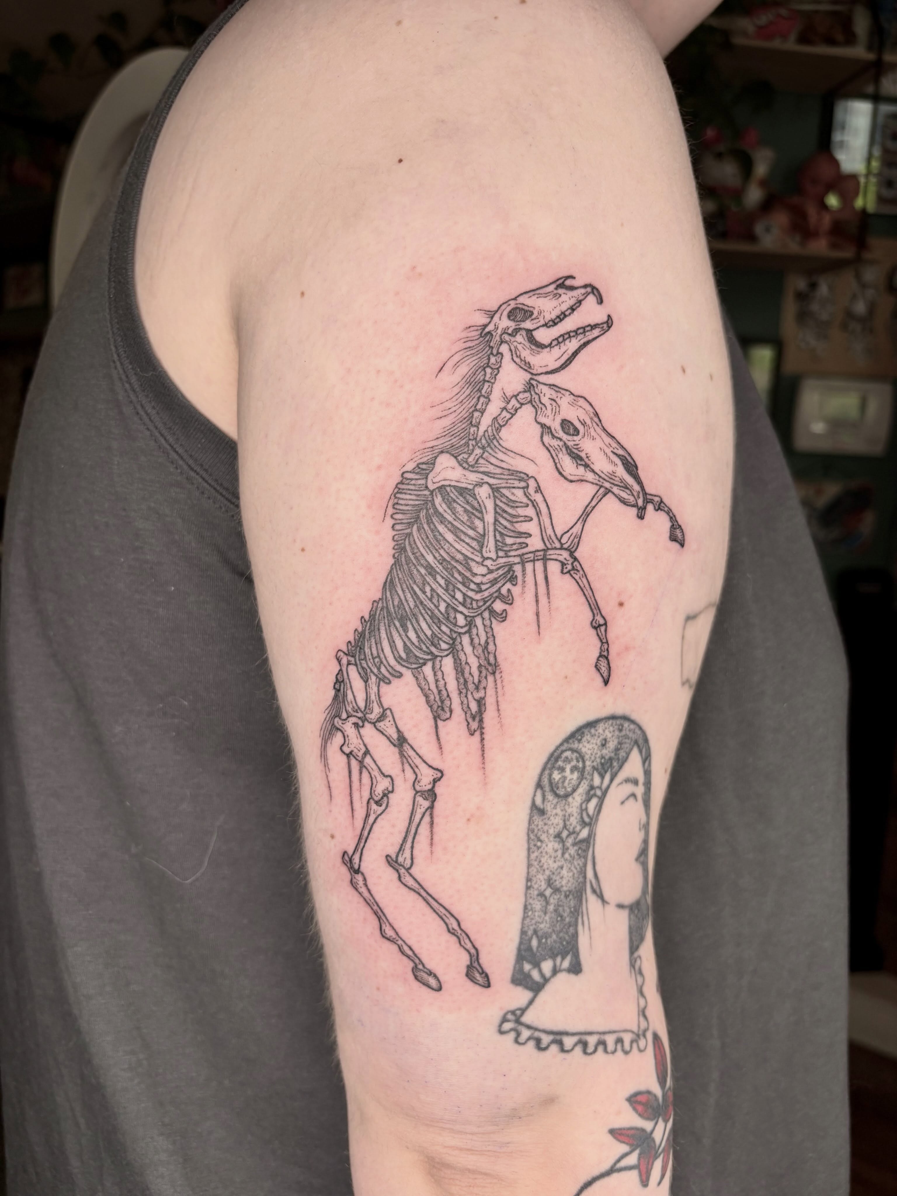 Tattoo by @softcorehorror — black_and_grey