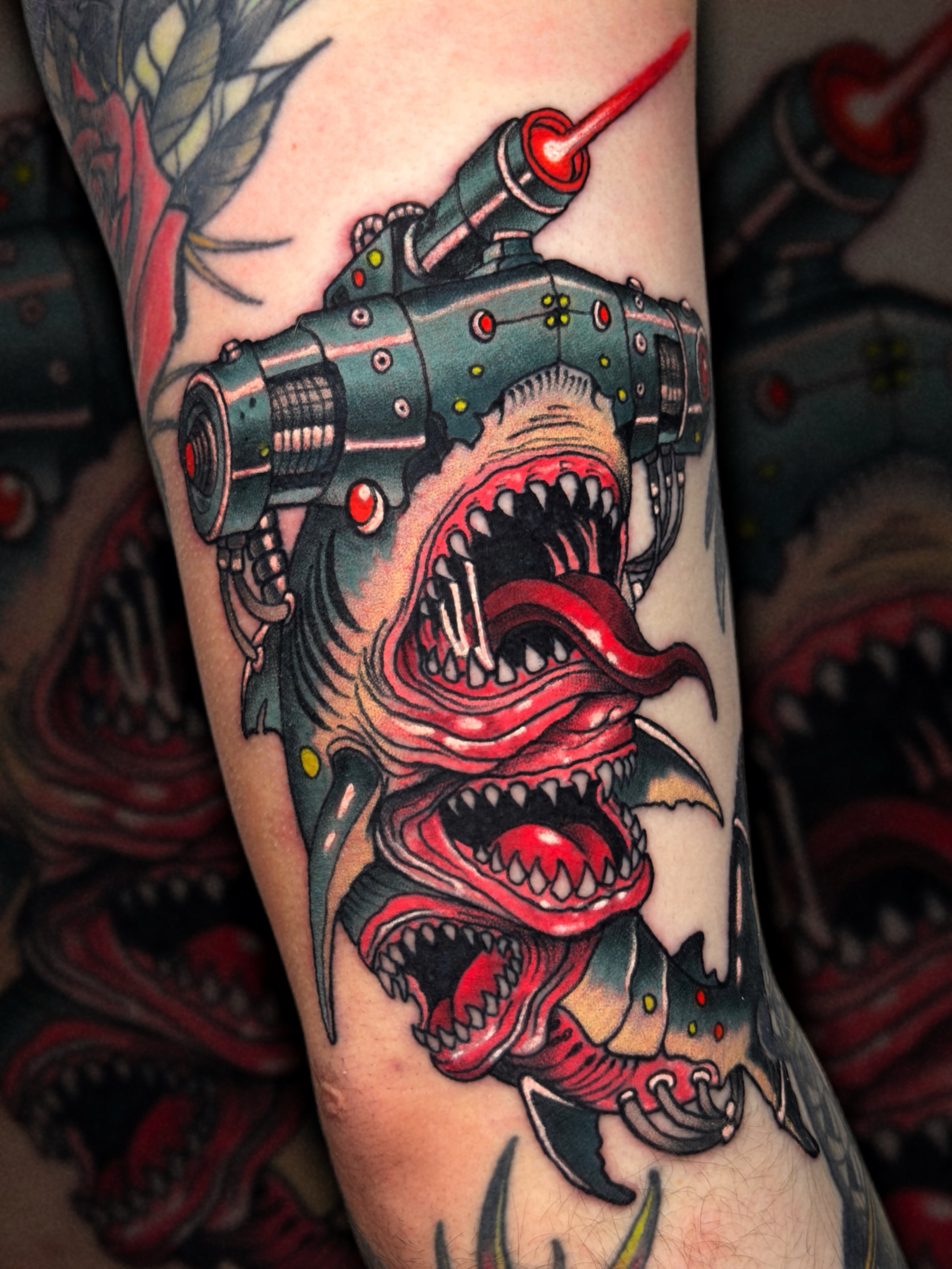 Tattoo by @shaneklos โ american_traditional, trash_polka