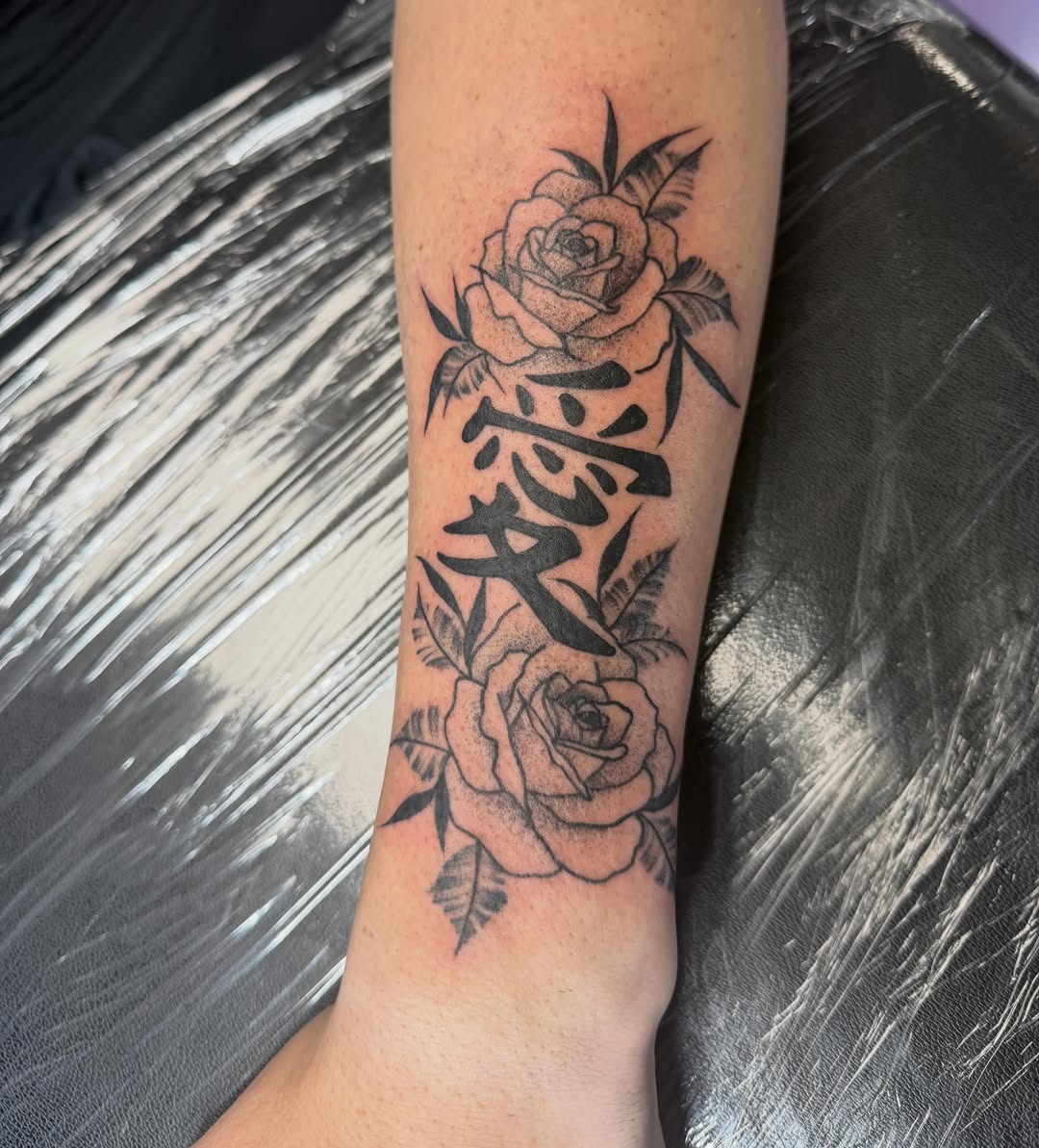 Tattoo by @tattyabbs_ โ lettering_script, black_and_grey