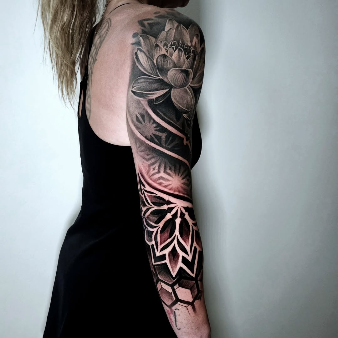 Tattoo by @tylermalek — black_and_grey, geometric