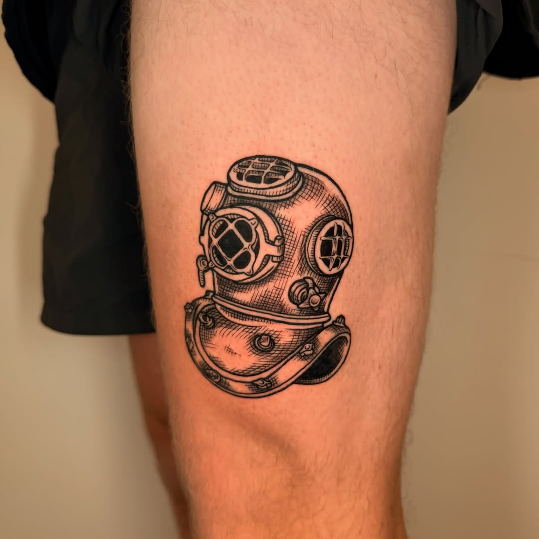 Tattoo by @stebie_inks — black_and_grey