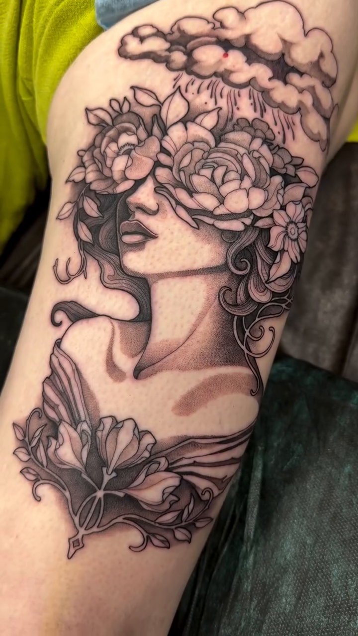 Tattoo by @lydiajude_tattoos — black_and_grey, realism