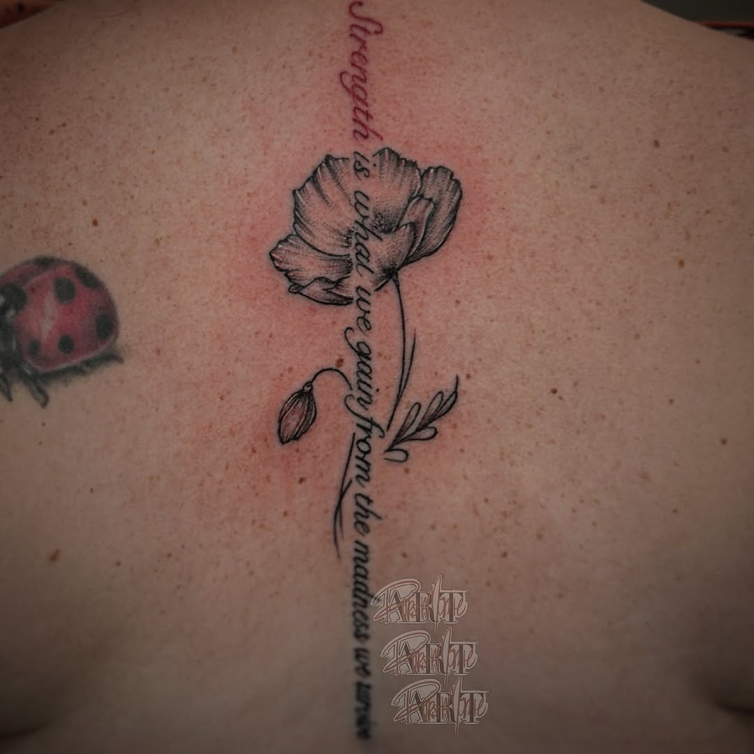 Tattoo by @porshamonie — fine_line, lettering_script