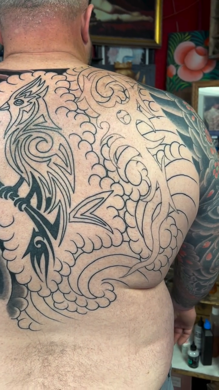 Tattoo by @jimrosal — japanese_irezumi, black_and_grey