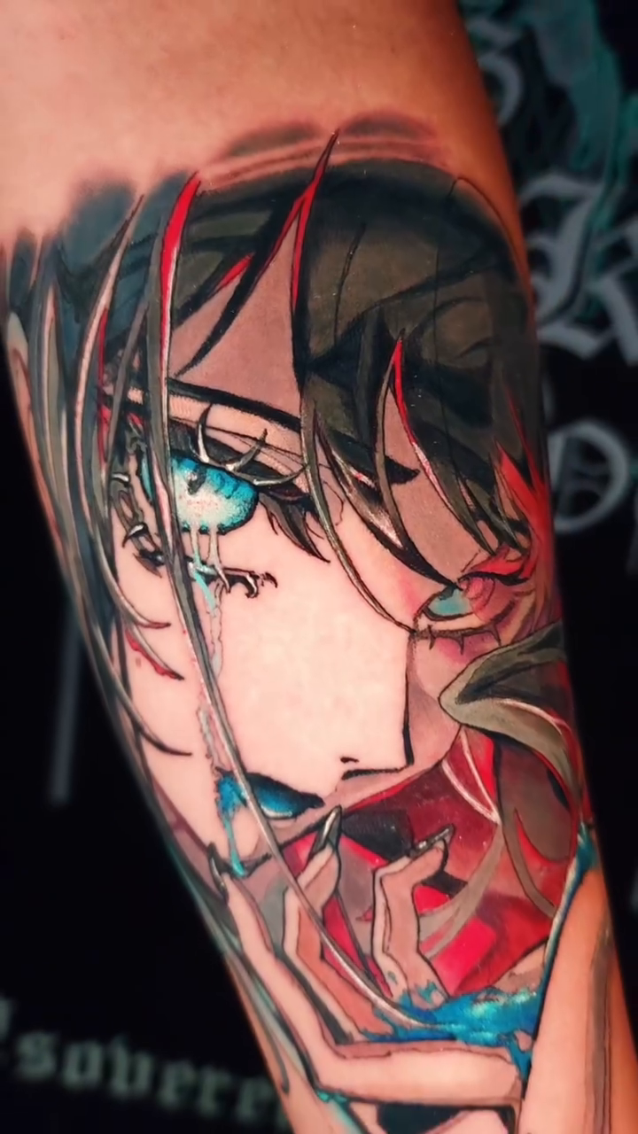 Tattoo by @inkeyestattoo — anime, trash_polka