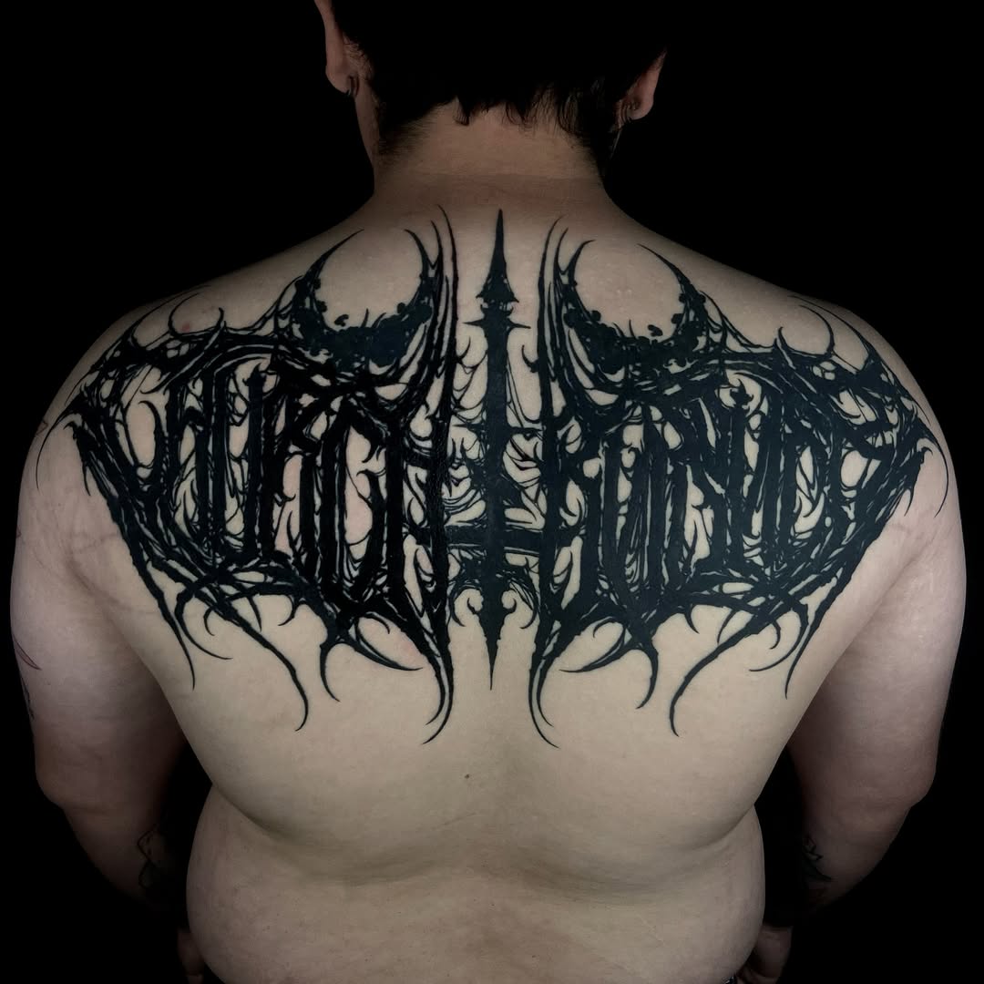 Tattoo by @baptism_black โ lettering_script, blackwork