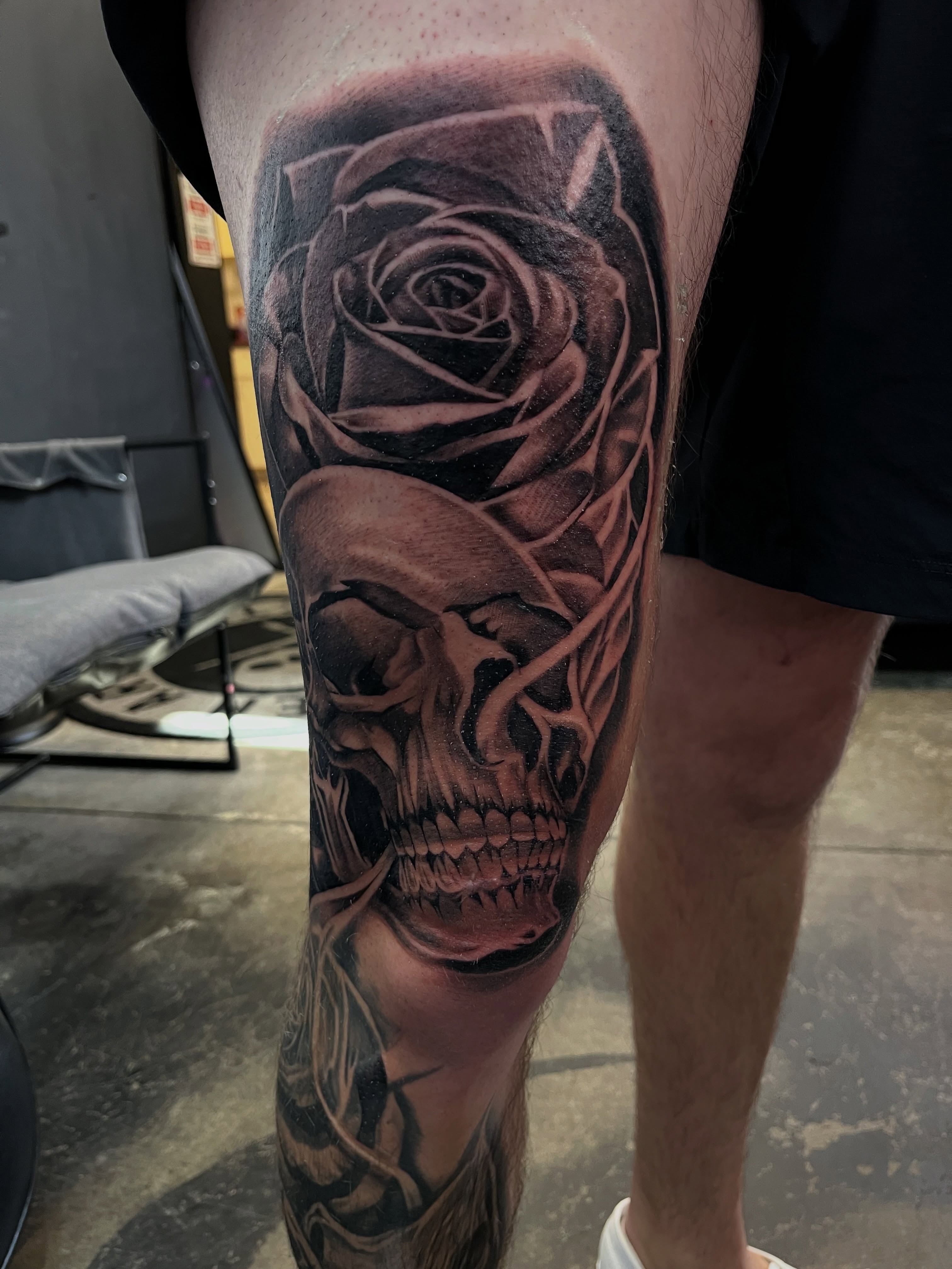 Tattoo by @kwetextatuajes — black_and_grey, realism