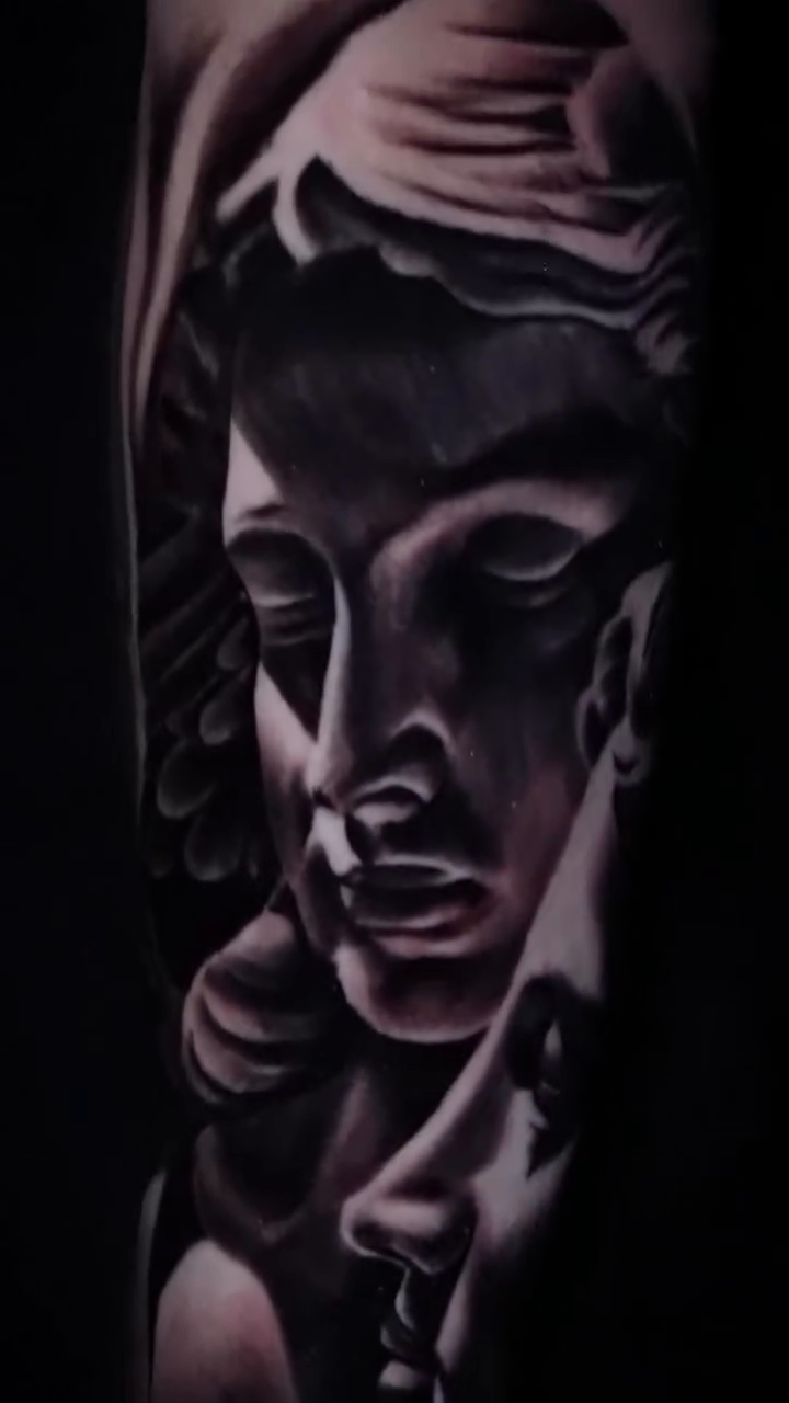 Tattoo by @consciouschildtattoo — realism, black_and_grey