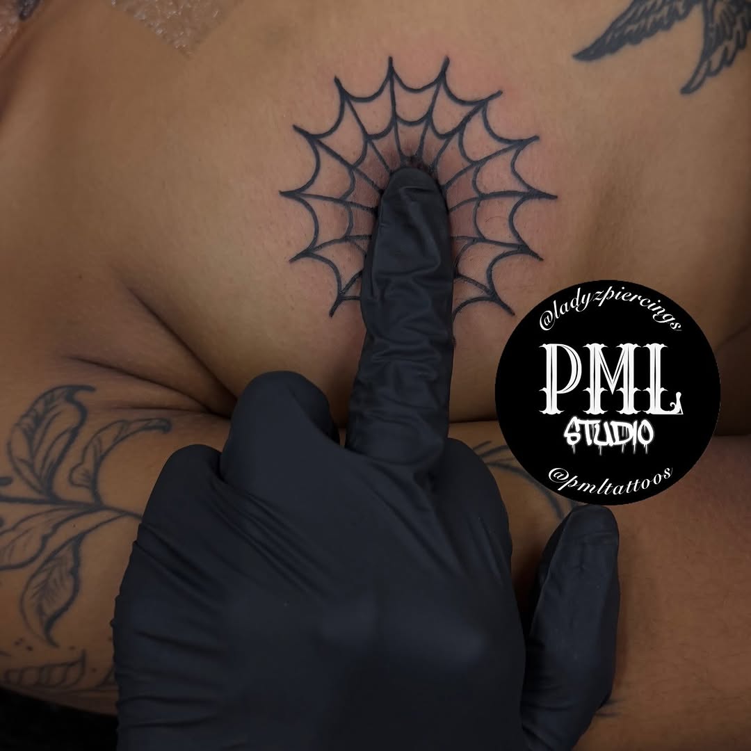 Spider web tattoo on the chest by PMLSTUDIO ✡️ Atlanta Licensed Artist, Decatur, Georgia