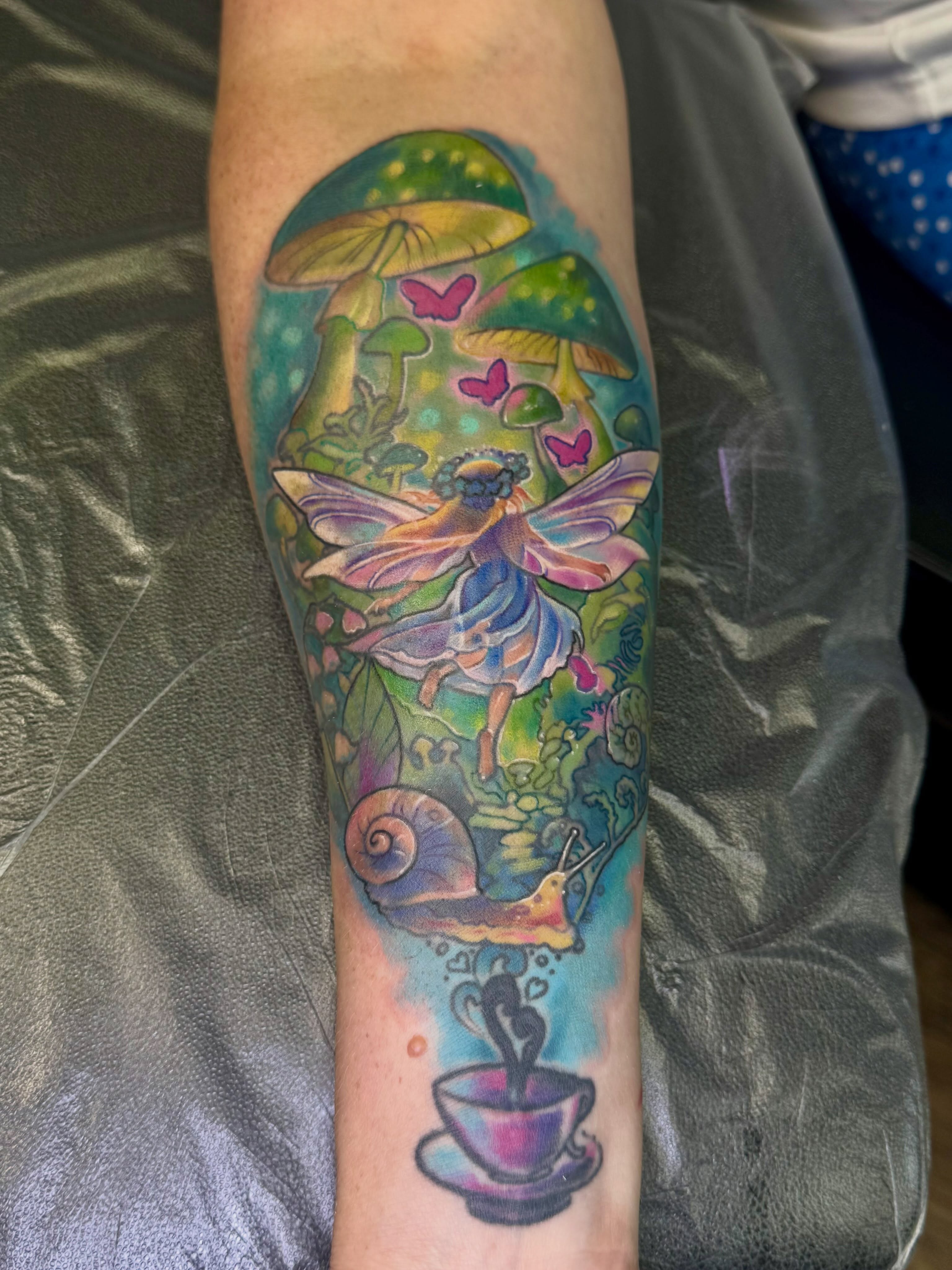 Tattoo by @eileenjoycetattoos — watercolor, surrealism
