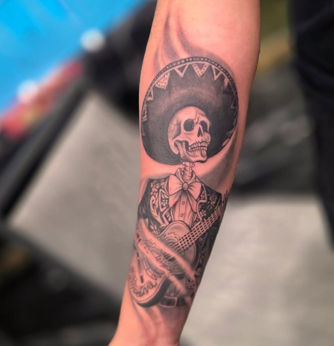 Tattoo by @noposfucktattoos — black_and_grey, realism