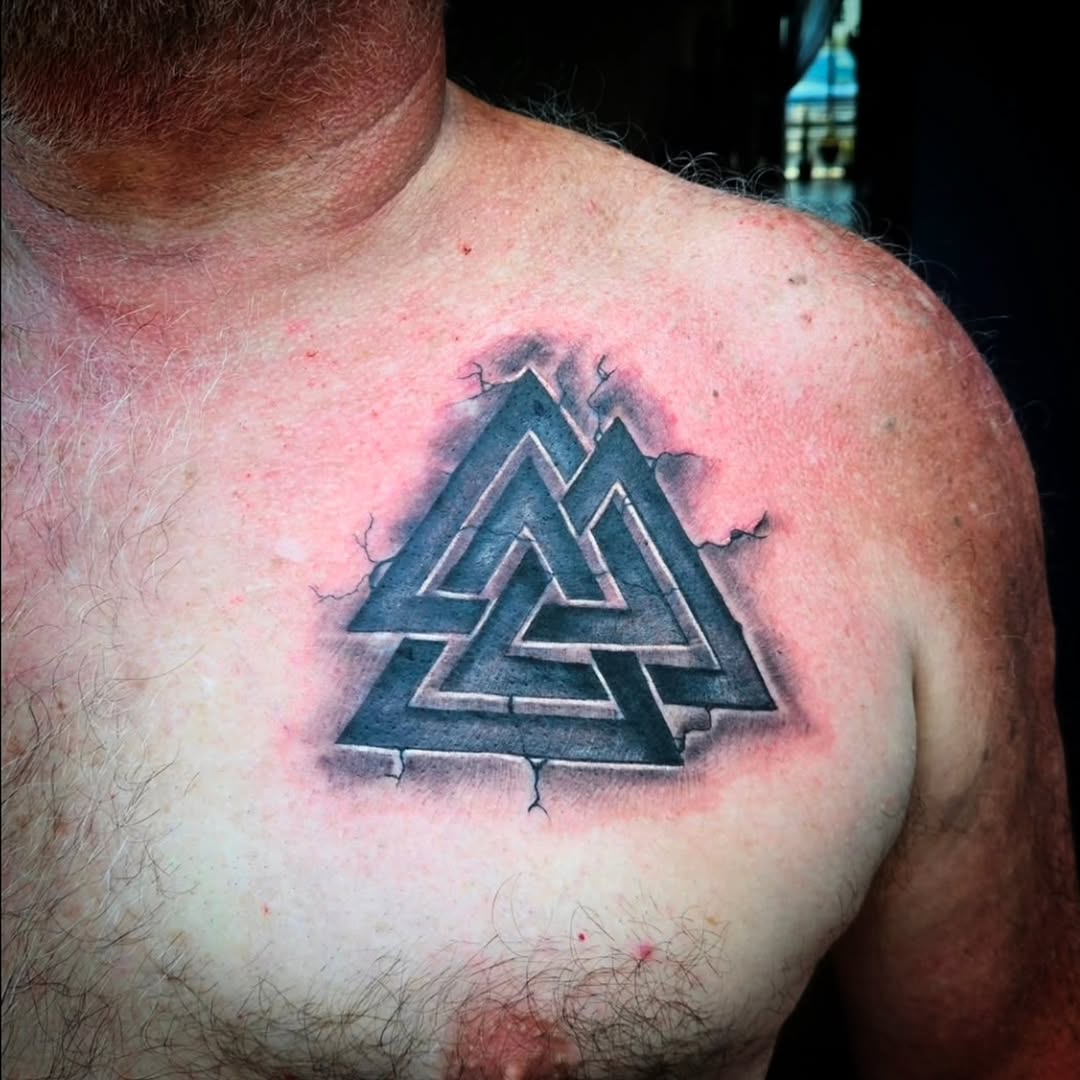 Tattoo by @mikebugenhagentattoos — geometric, black_and_grey