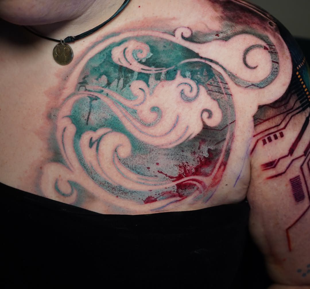 Tattoo by @darlgnau — watercolor, trash_polka